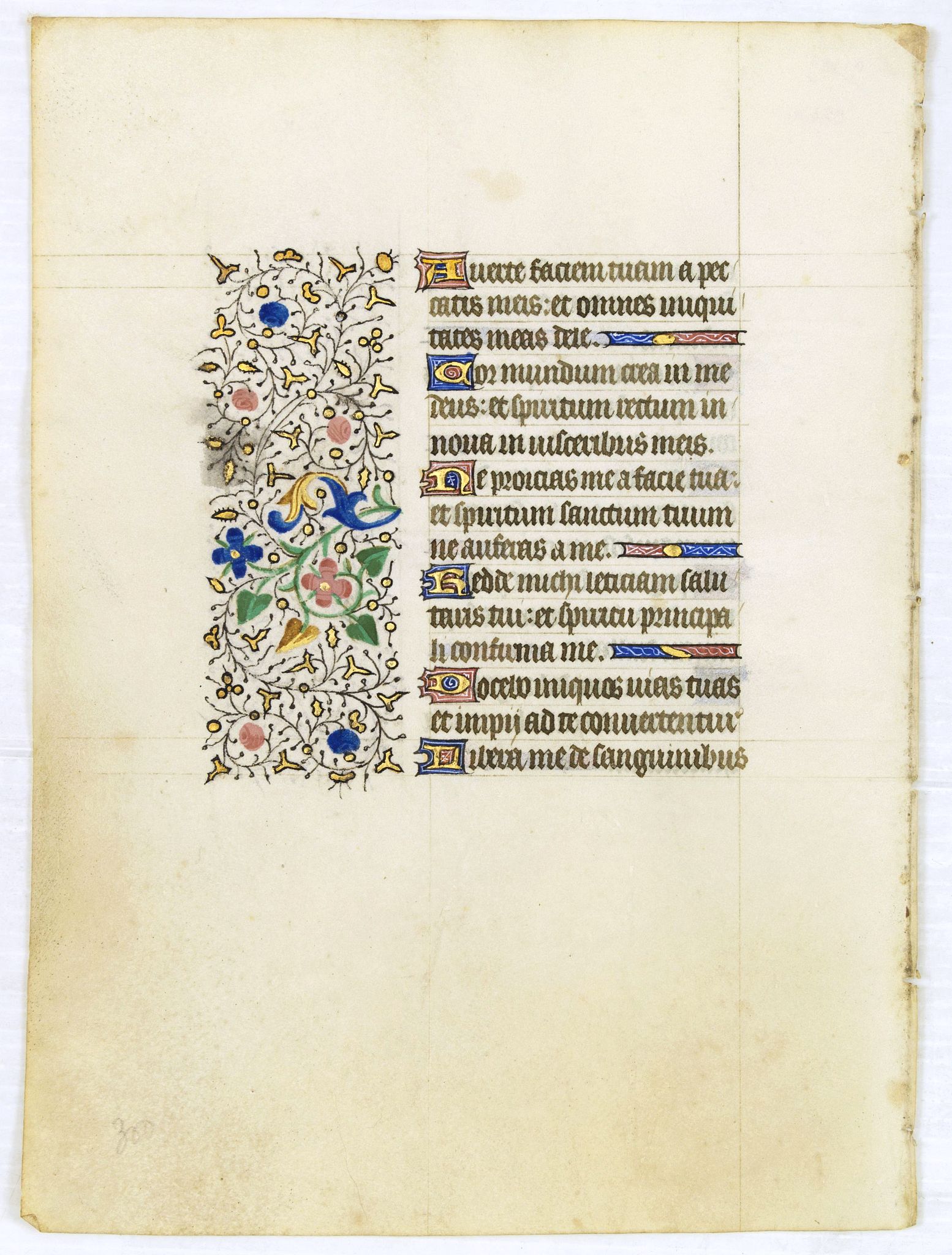 BOOK OF HOURS, Manuscript leaf from a Parisian book of hours, on vellum., antique map, old maps
