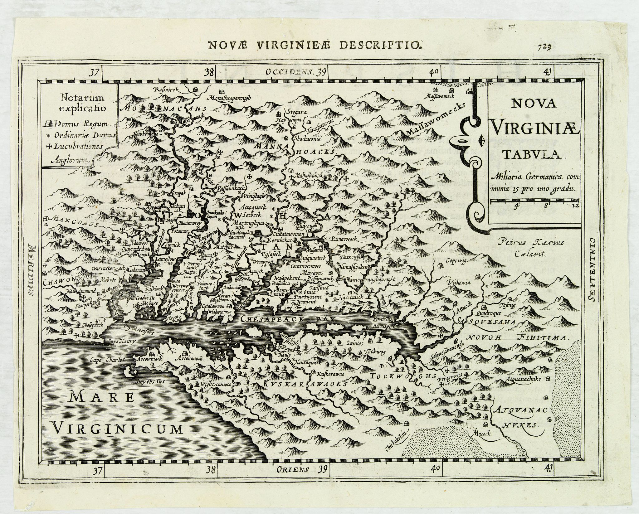 MERCATOR, G. / CLOPPENBURGH, J.E., Nova Virginiae Tabula. . ., antique map, old maps
