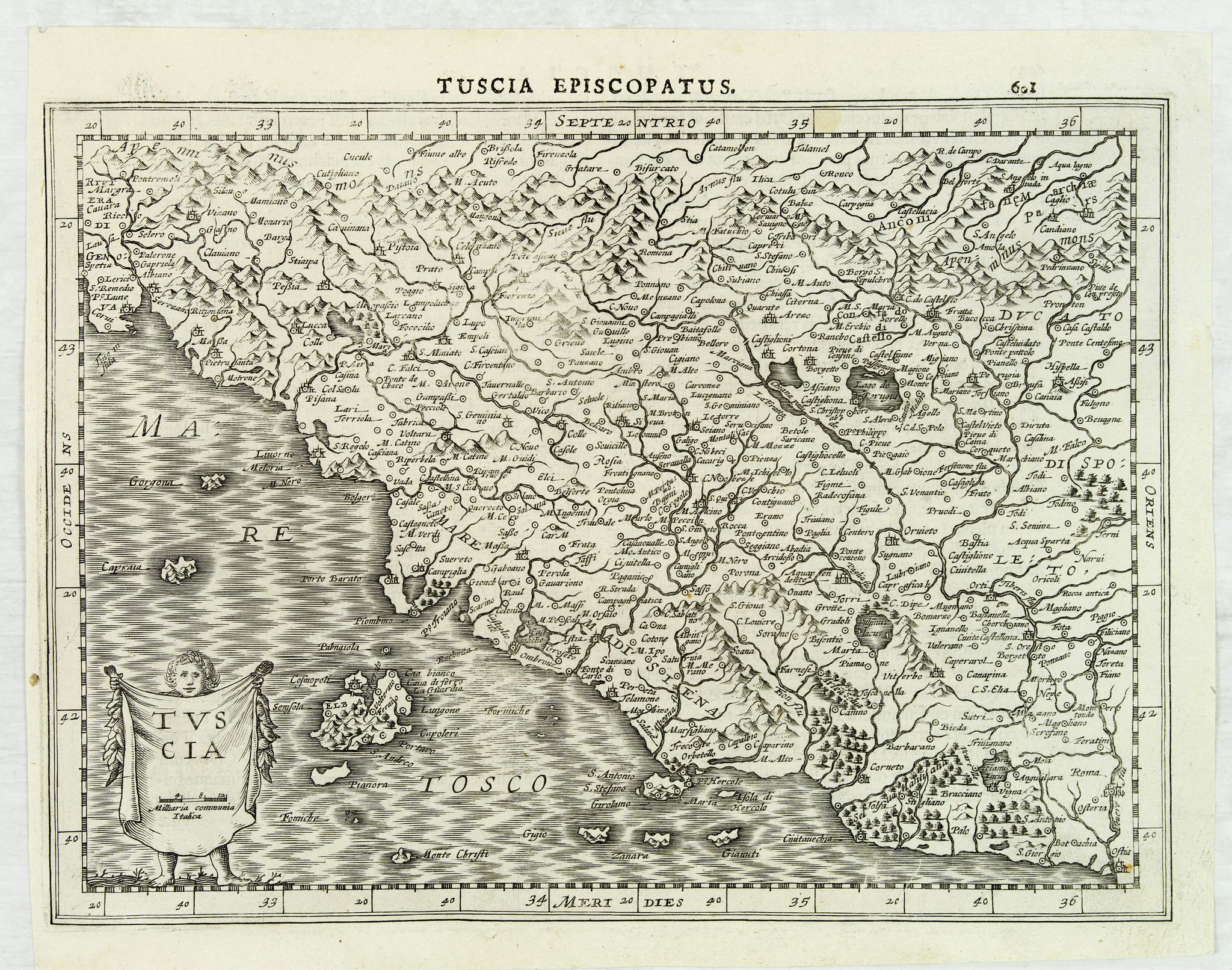 MERCATOR, G. / CLOPPENBURGH, J.E., Tuscia., antique map, old maps