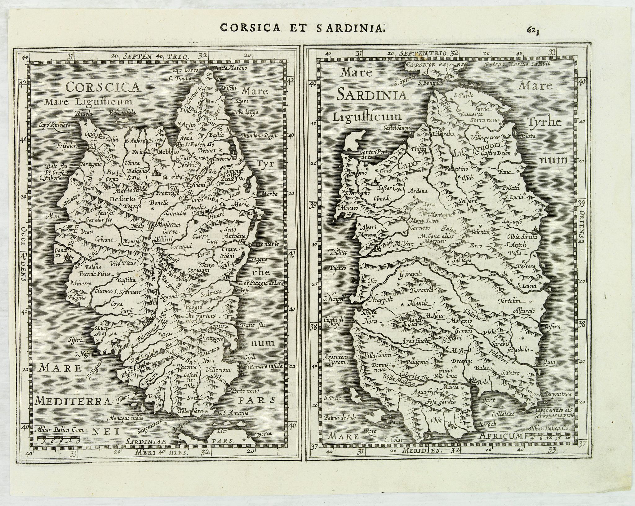 MERCATOR, G. / CLOPPENBURGH, J.E., Corsica. / Sardinia., antique map, old maps