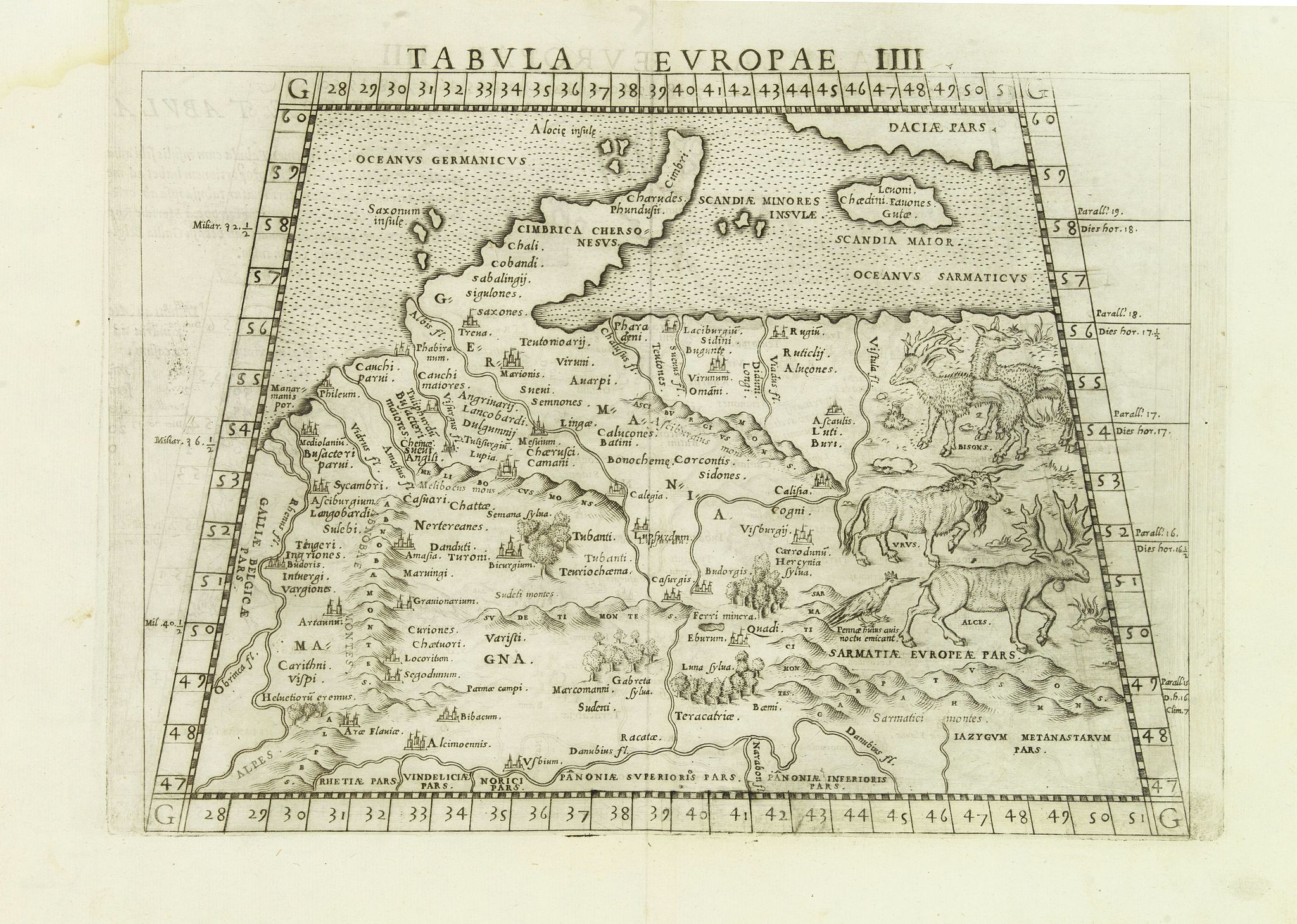 RUSCELLI, G., Tabula Europae IIII, antique map, old maps