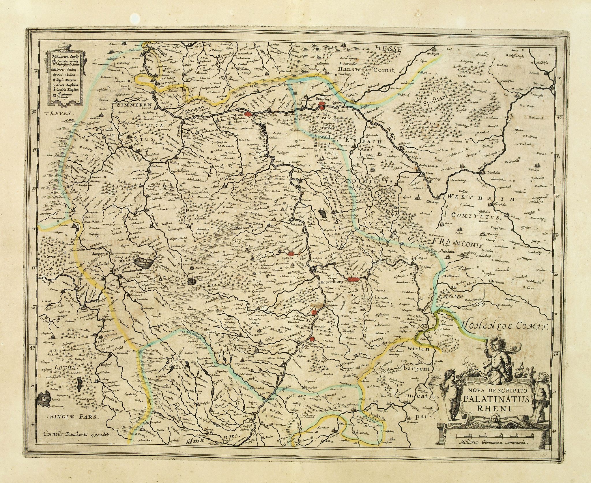 DANCKERTS, J., Nova descriptio Palatinatus Rheni., antique map, old maps