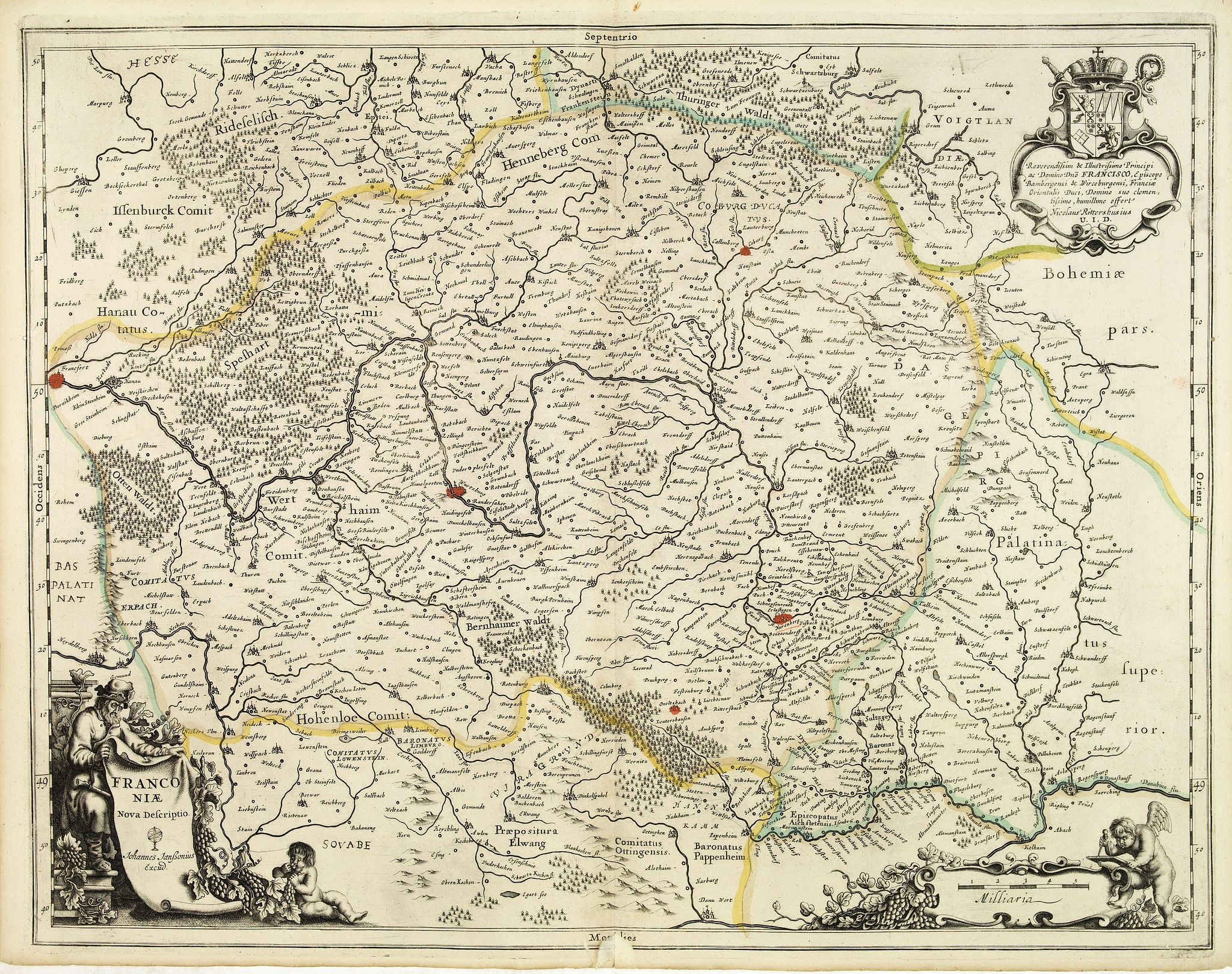 JANSSONIUS, J., Franconiae nova descriptio., antique map, old maps