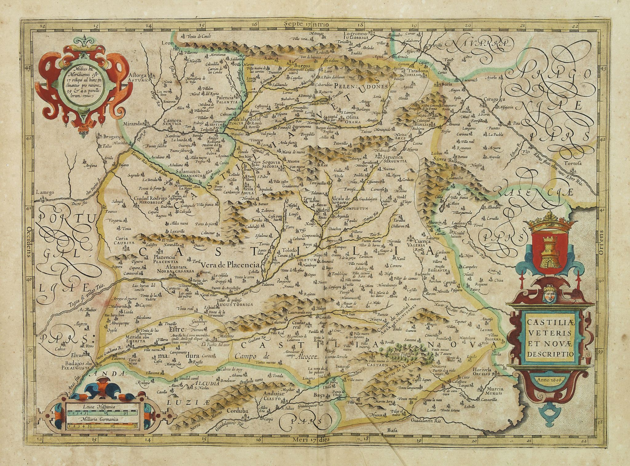 HONDIUS, J., Castillae veteris et novae descrition., antique map, old maps