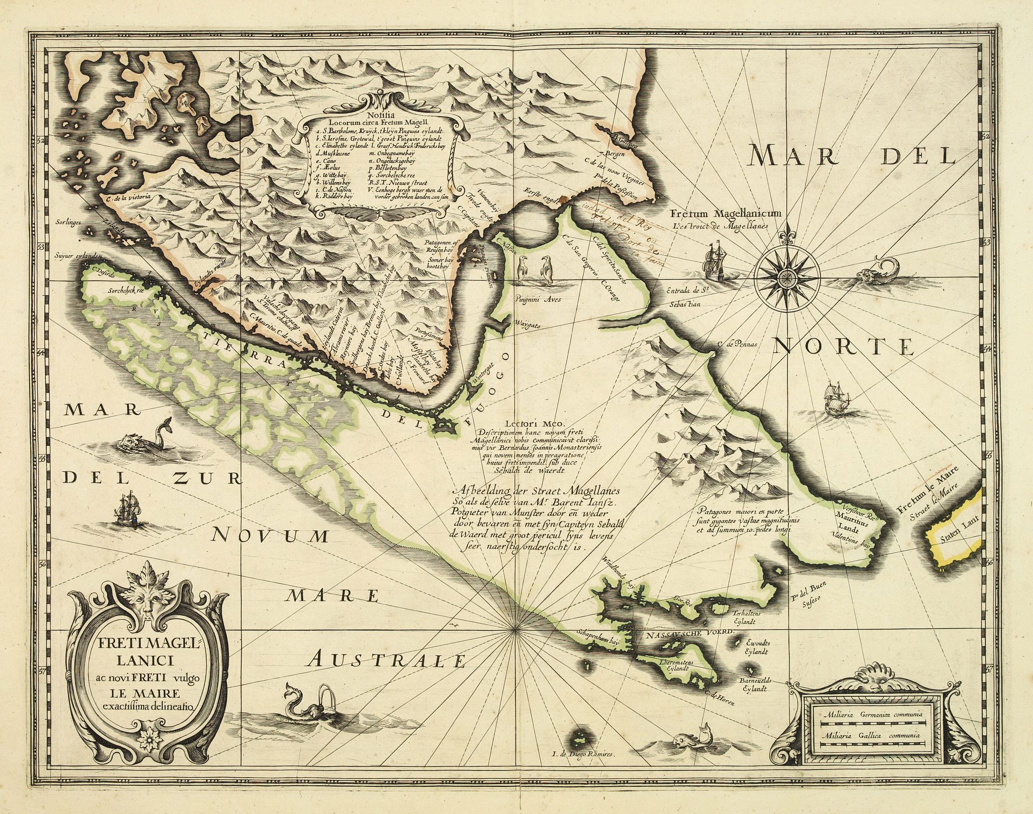 HONDIUS, H., Freti Magellanici ac novi Freti vulgo Le Maire. . ., antique map, old maps
