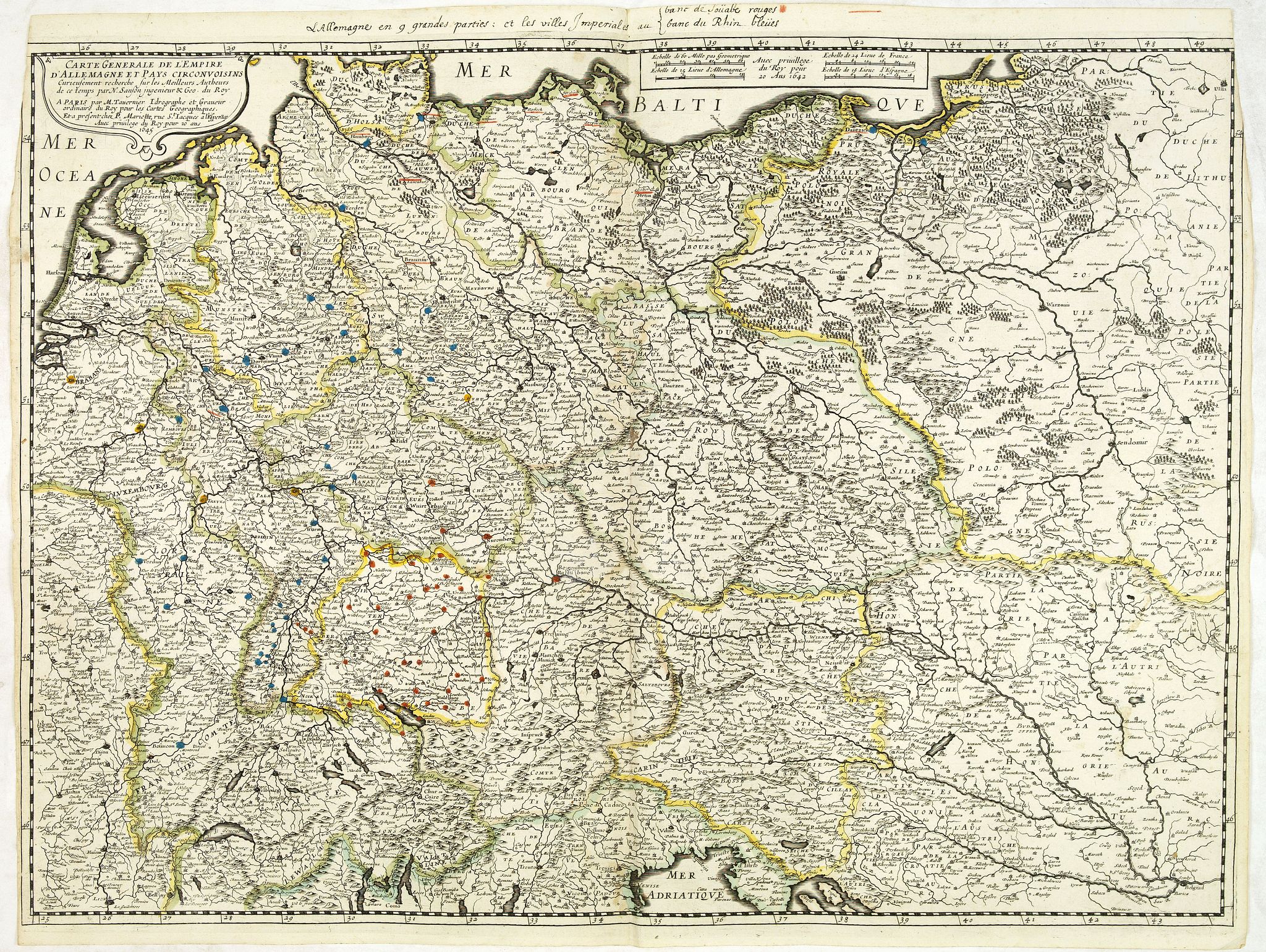 SANSON, N. / MARIETTE, P., Carte generale de L'Empire d'Allemagne et pays circonvoisins. . ., antique map, old maps