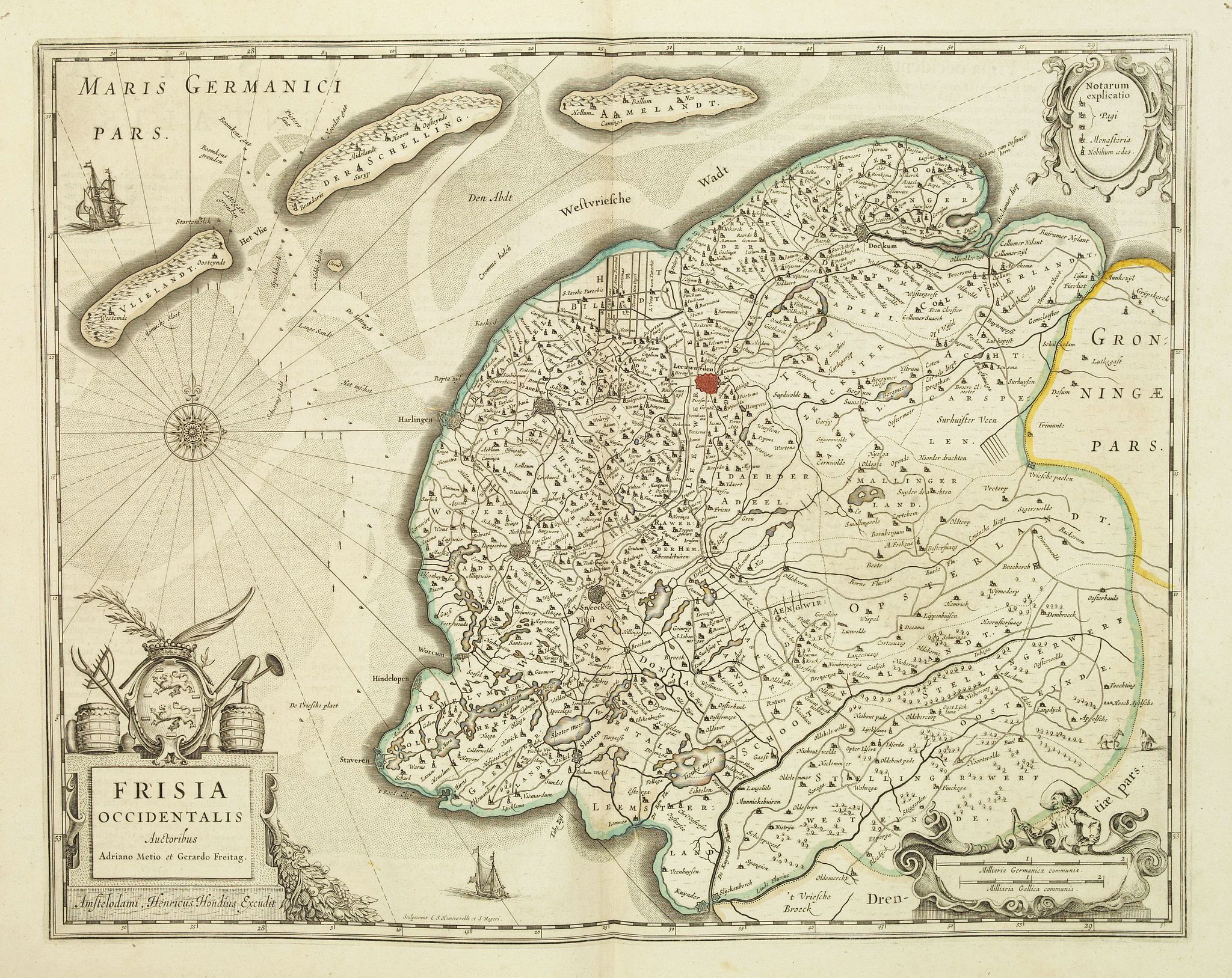 HONDIUS, J., Frisia occidentalis., antique map, old maps