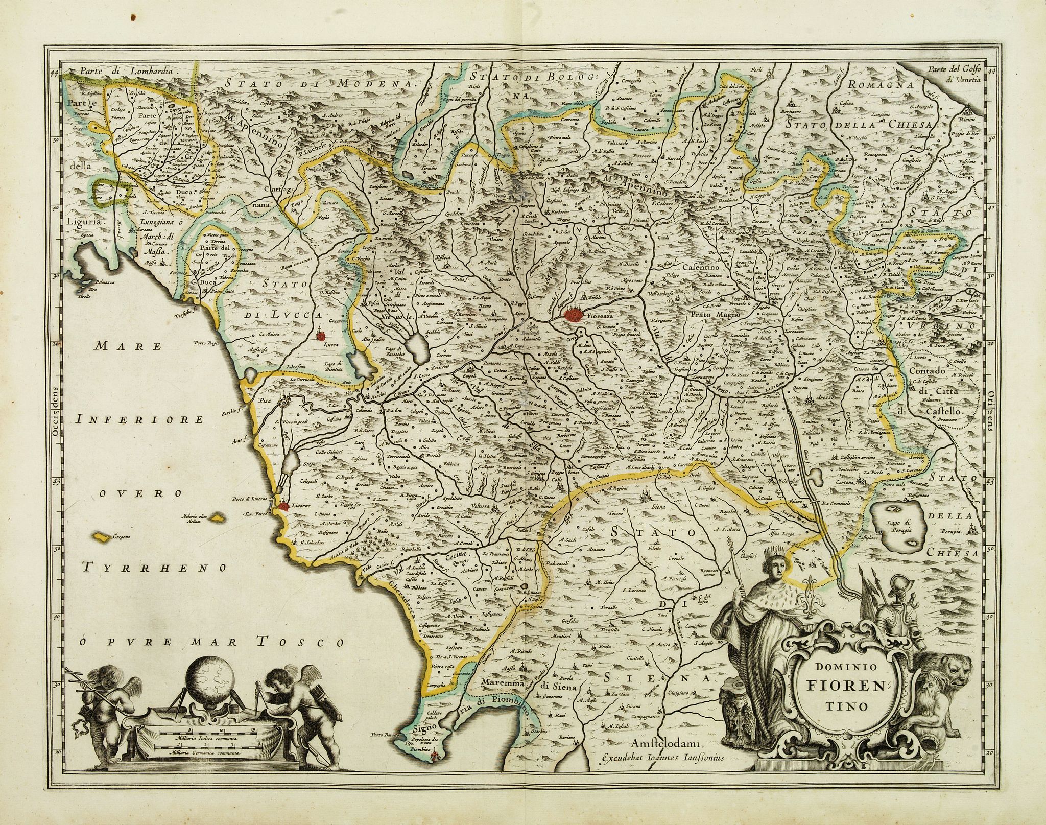 JANSSONIUS, J., Dominio Fiorentino., antique map, old maps