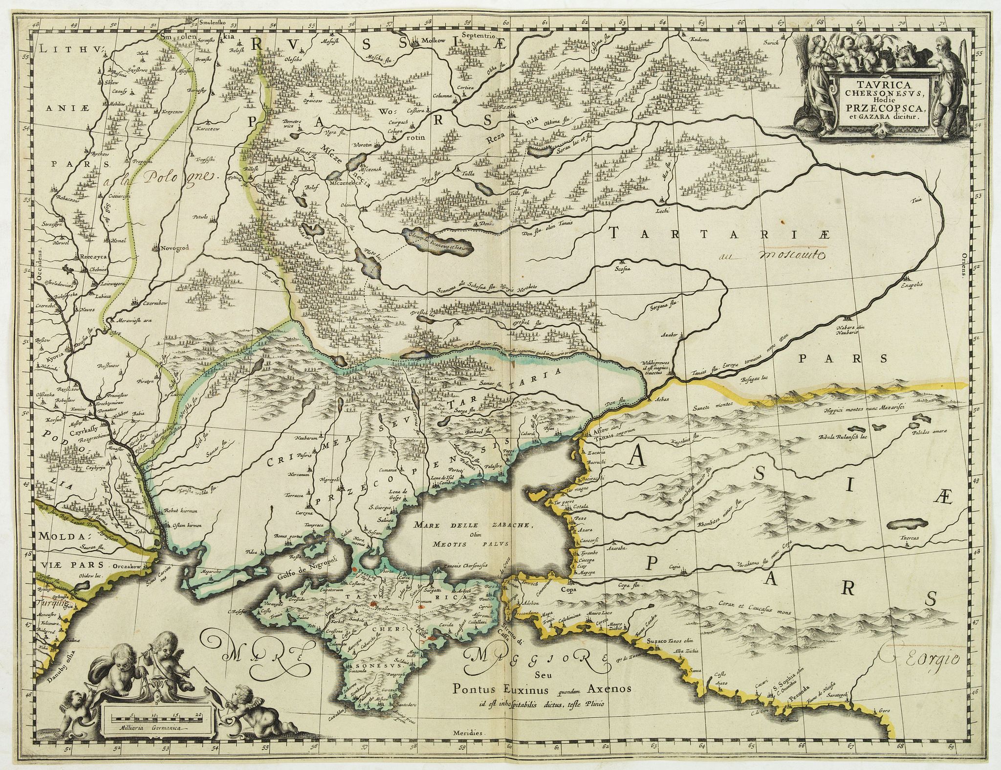 HONDIUS, H., Taurica Chersonesus, Hodie Przecopsca, at Gazara dicitur., antique map, old maps