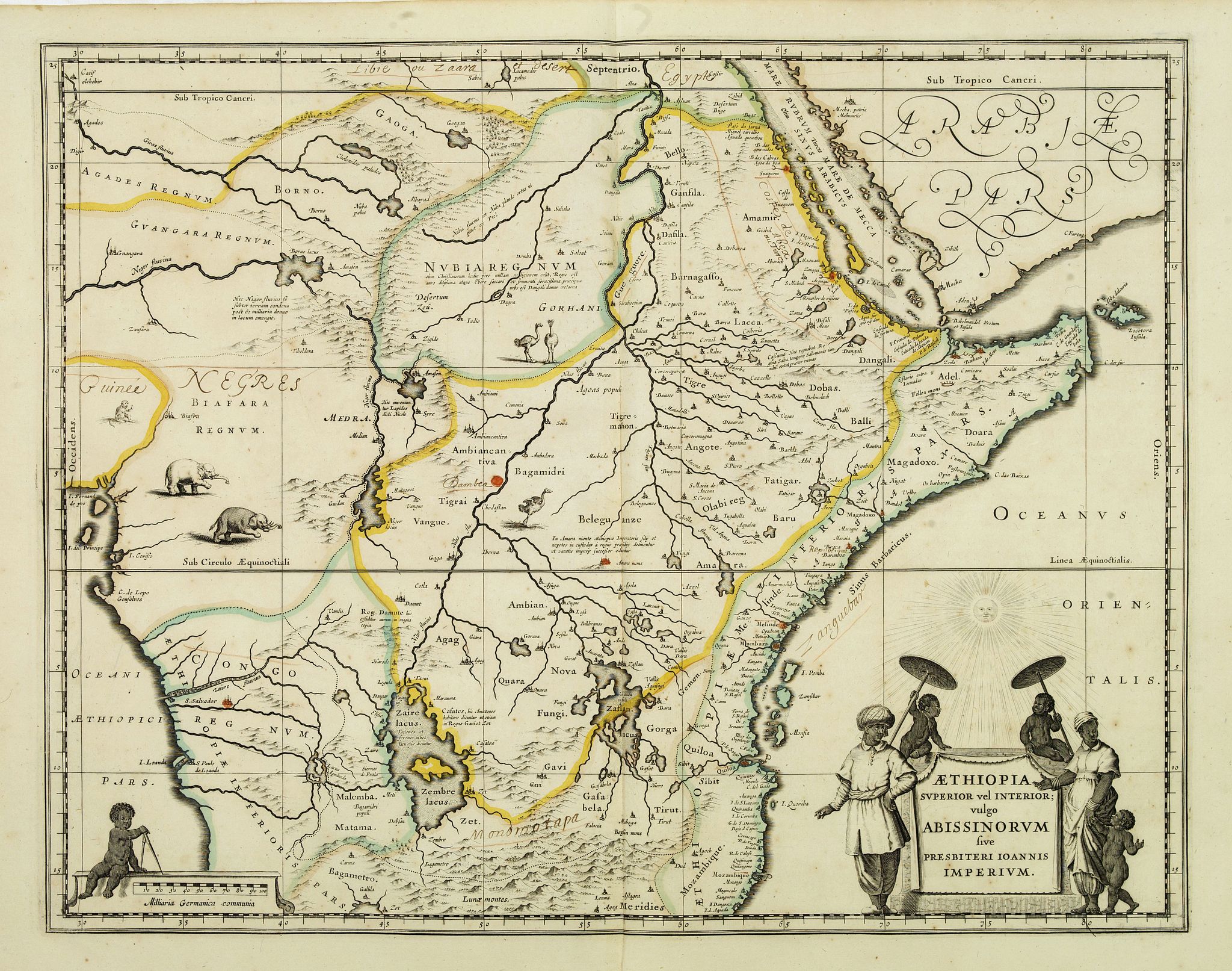 BLAEU, W., Aethiopia Superior vel Interior vulgo Abissinorum., antique map, old maps