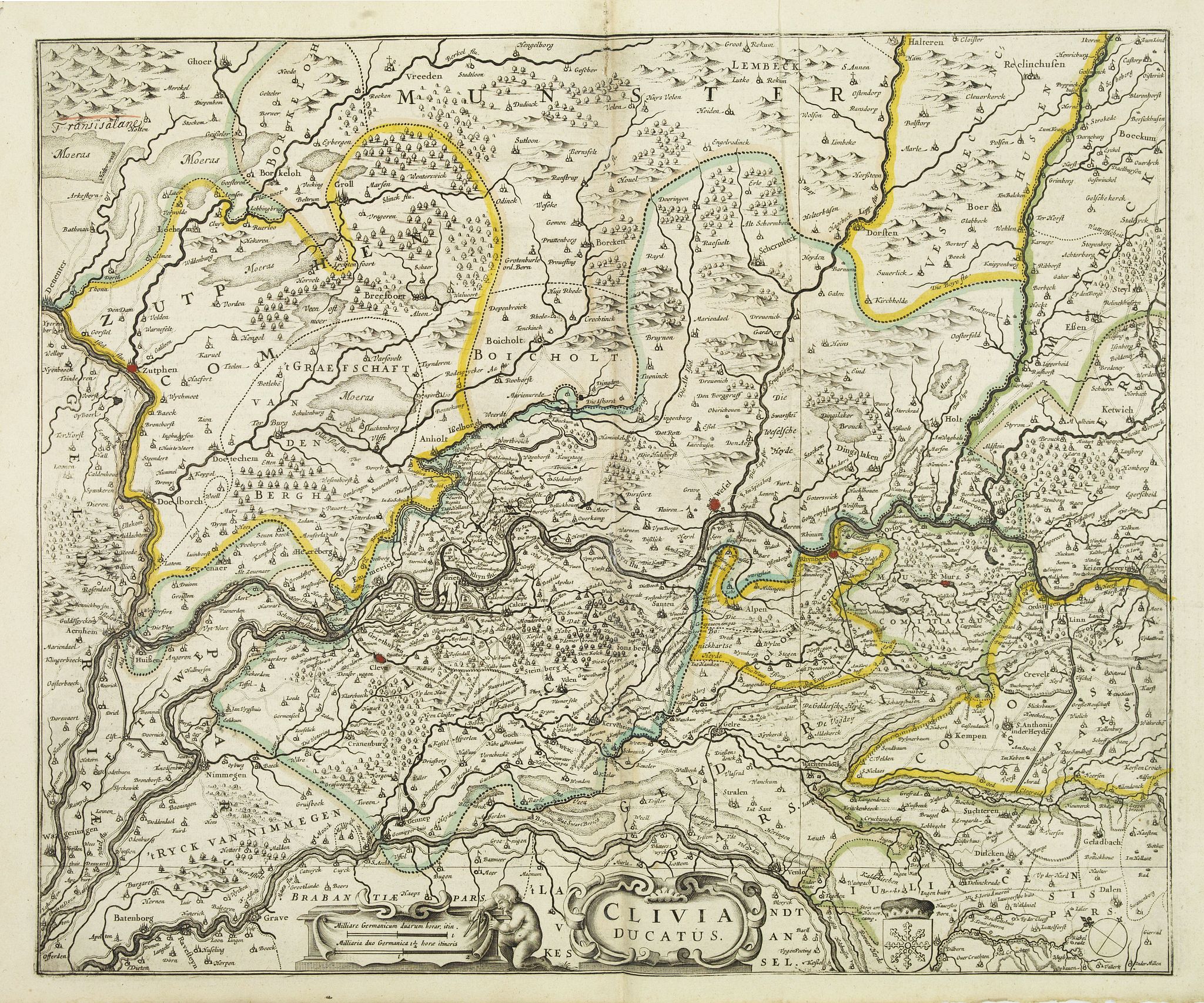 HONDIUS, H., Clivia Ducatus., antique map, old maps