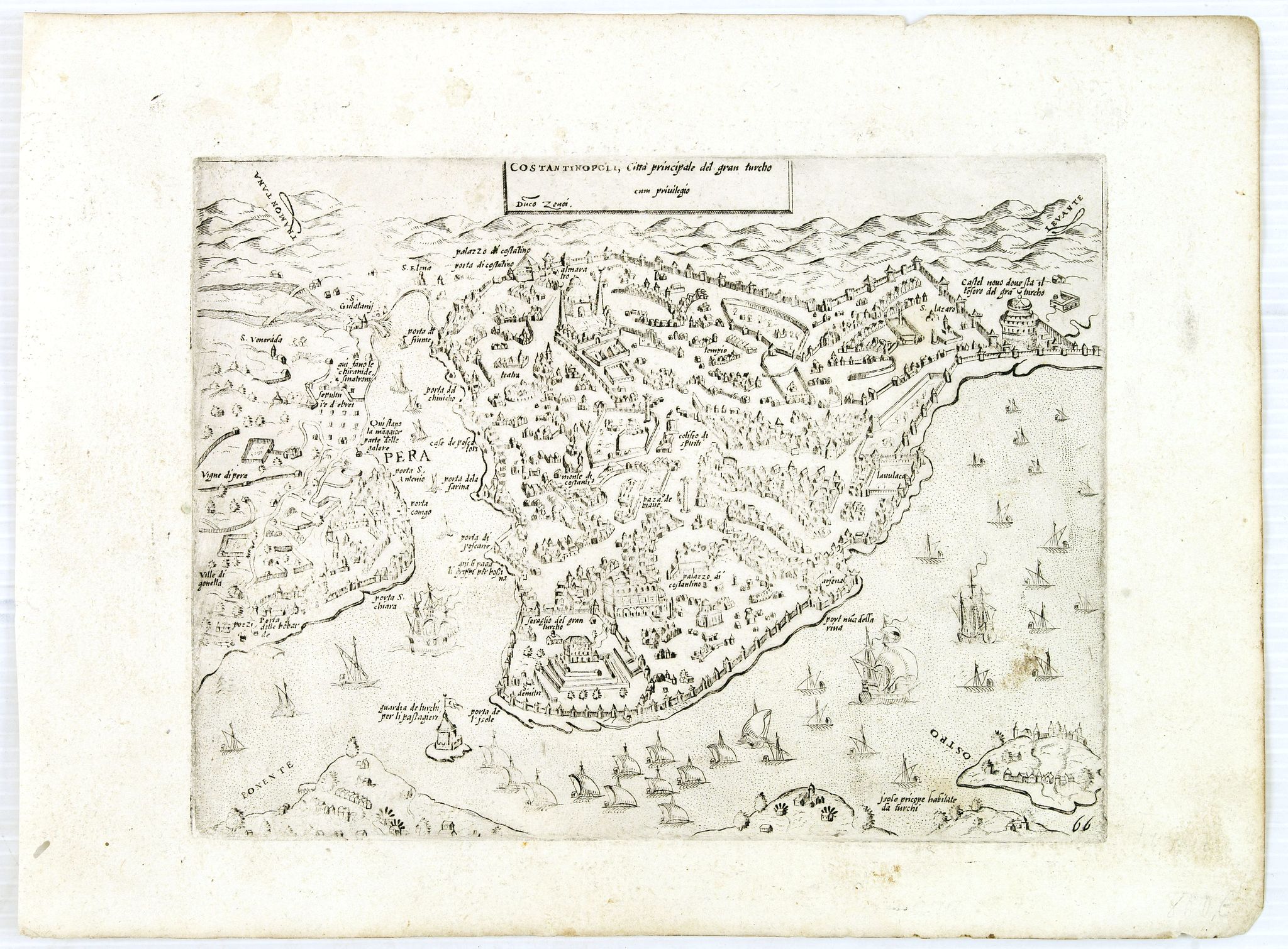 CAMOCIO, G.F., Costantinopoli città principale del gran turcho. . ., antique map, old maps