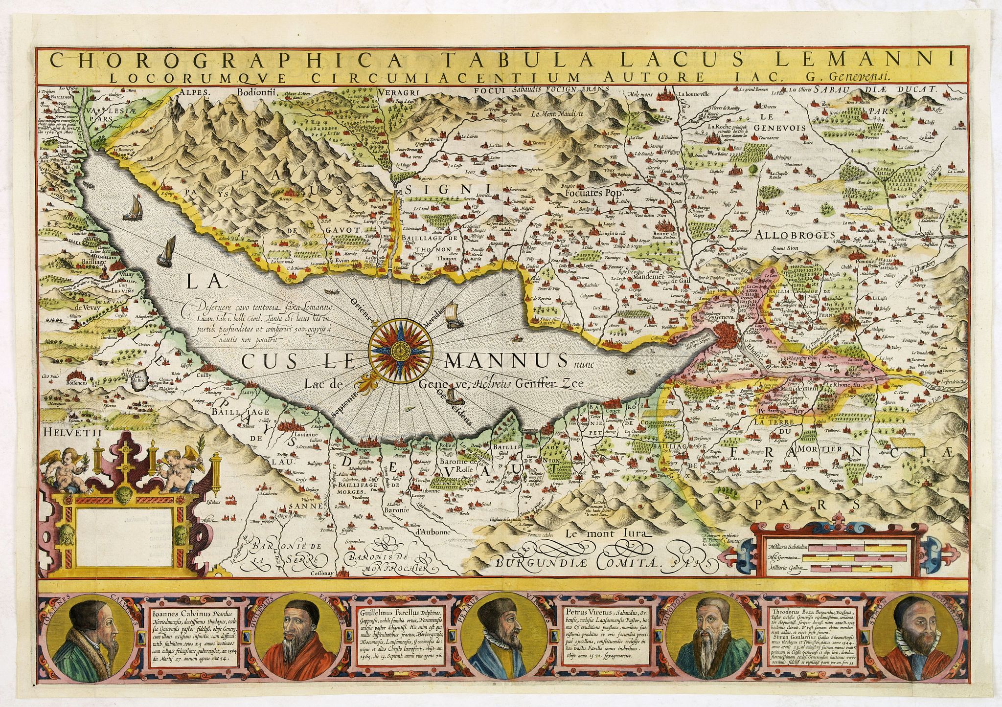 MERCATOR, G./ HONDIUS, J., Chorographica Tabula Lacus Lemanni Locorumque Circumiacentium Auctore Iac. G. Genevensi., antique map, old maps
