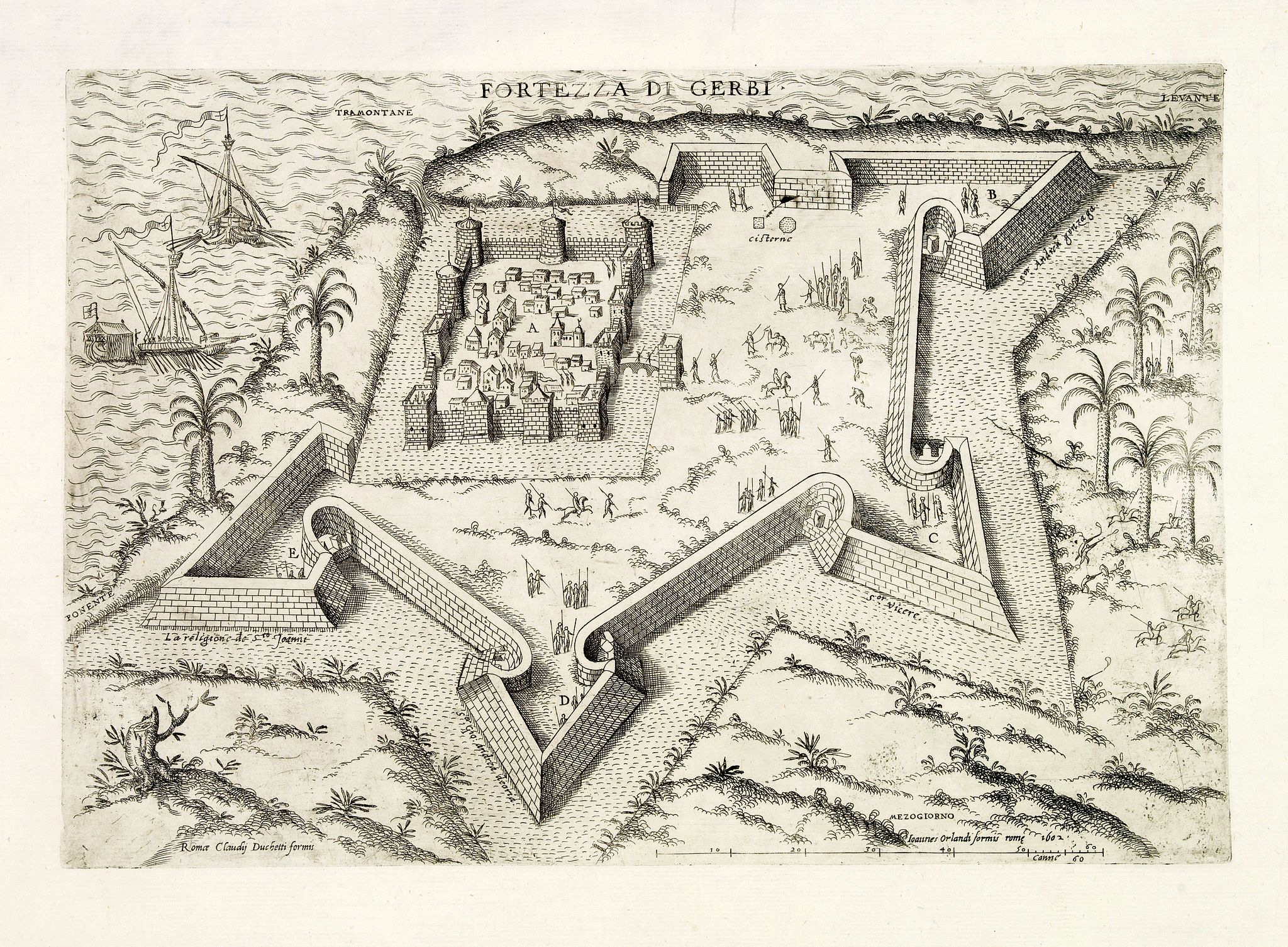 DUCHETTI, C. / ORLANDINI, J., Fortezza di Gerbi., antique map, old maps