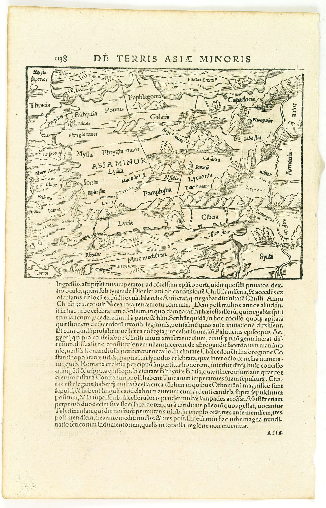 MÜNSTER, S., De terris asiae minoris., antique map, old maps