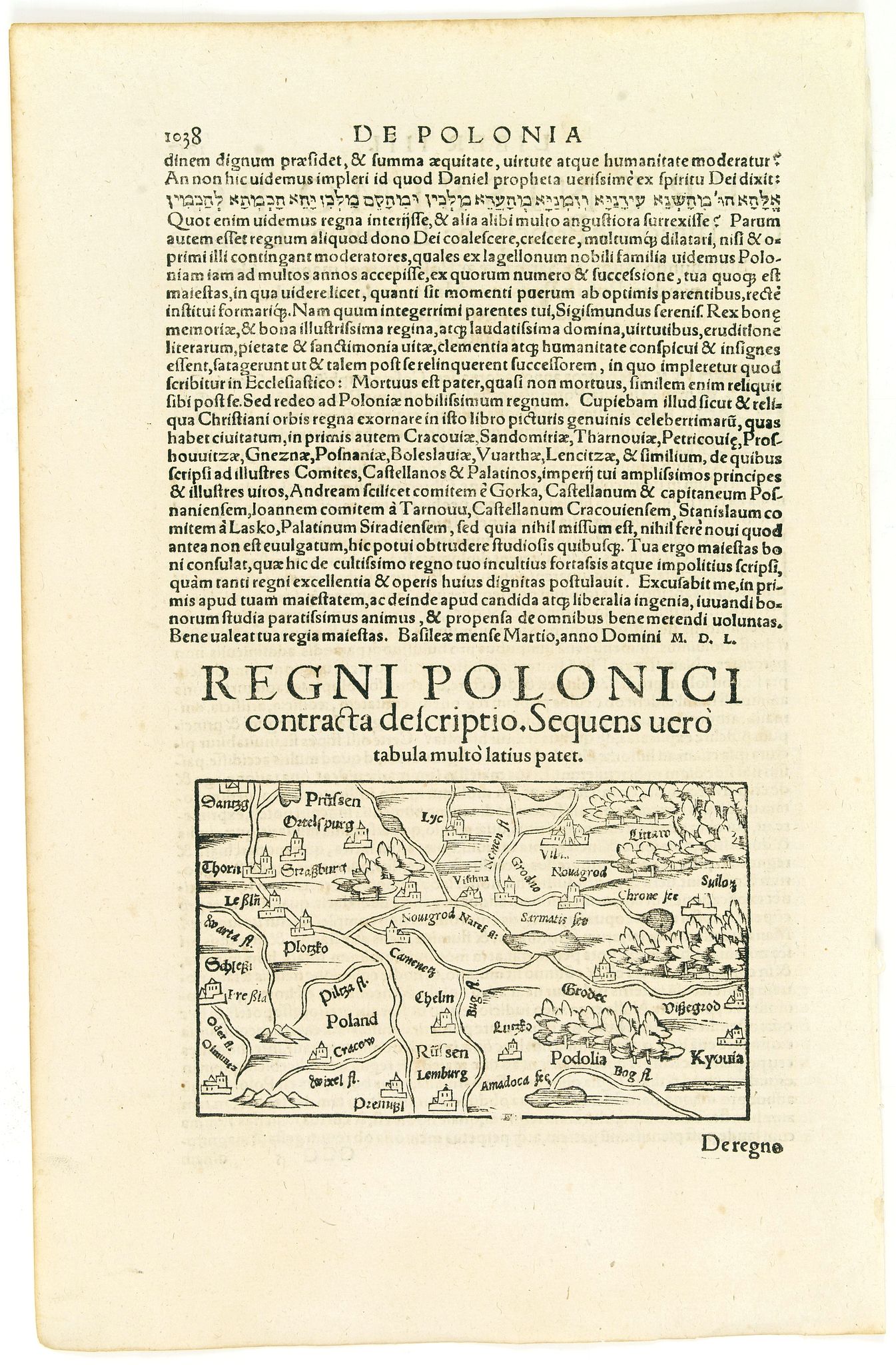 MÜNSTER, S., Regni polonici contracta descriptio. sequens uero. . ., antique map, old maps