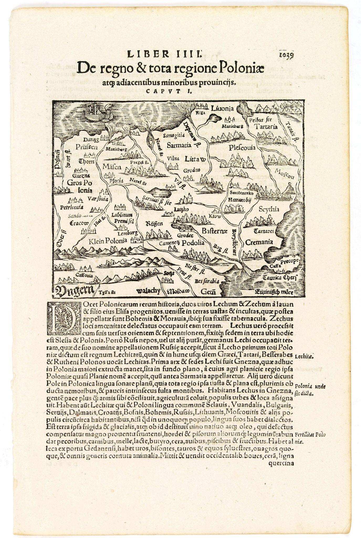 MÜNSTER, S., De regno & tota regione Poloniae. . ., antique map, old maps