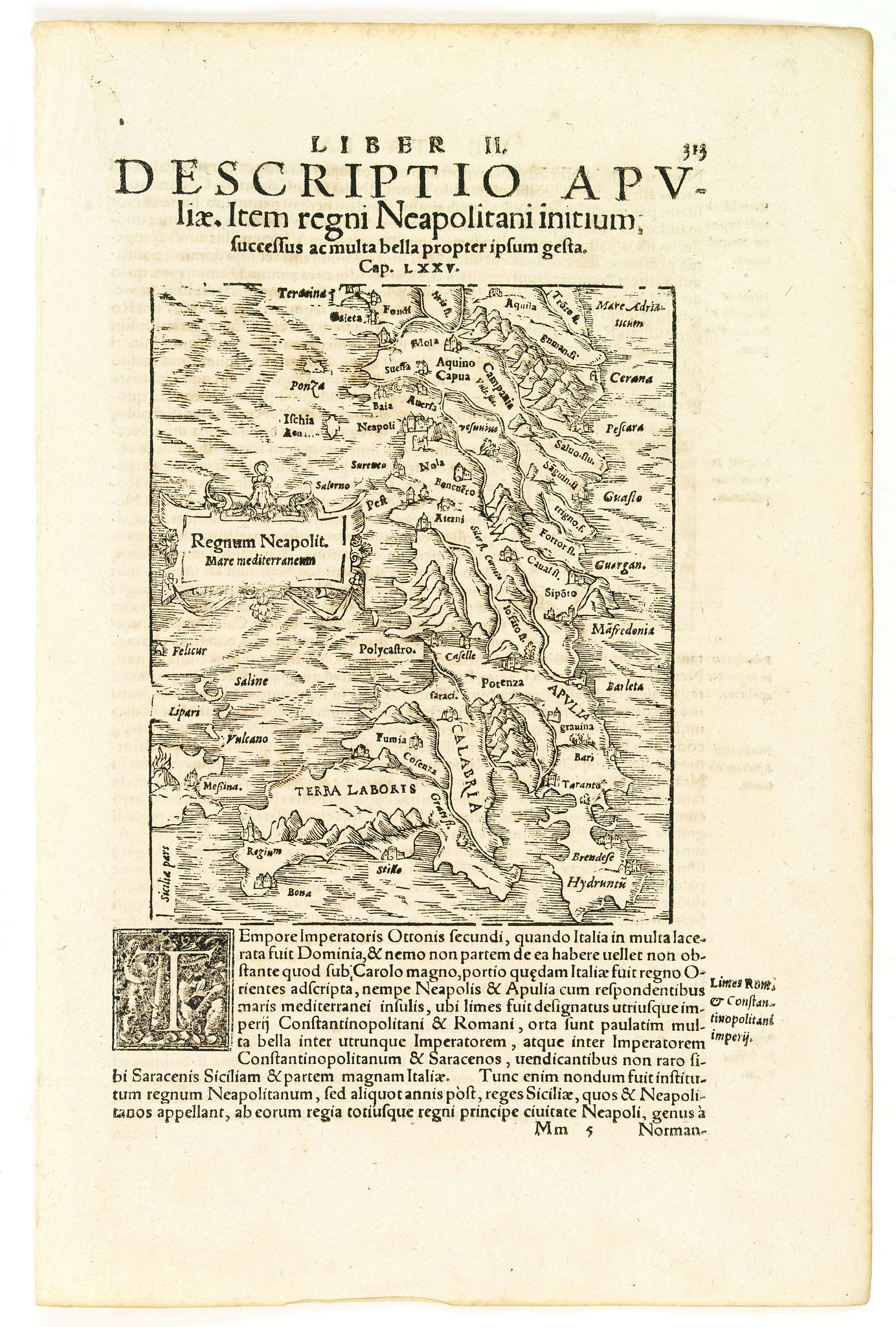 MÜNSTER, S., Regnum Neapolit. Mare mediterraneum., antique map, old maps