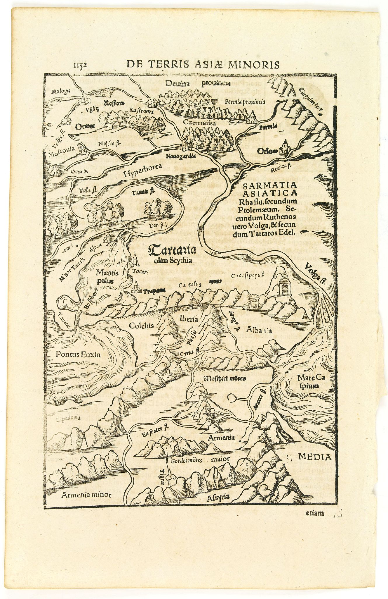 MÜNSTER, S., De terris asiae minoris., antique map, old maps