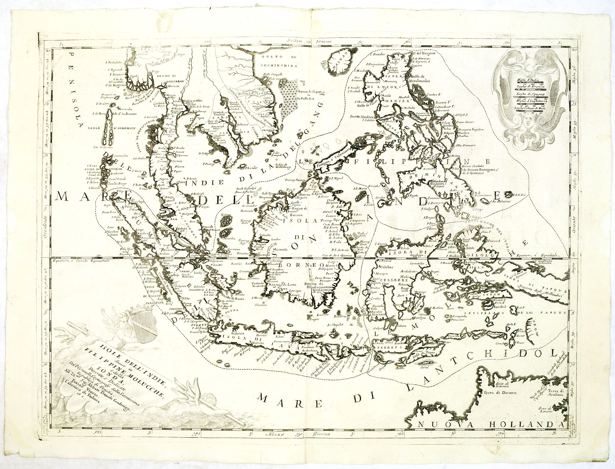 CORONELLI, V.M., Isole Dell' Indie, diuise in Filippine, Molucche, e della Sonda . . ., antique map, old maps