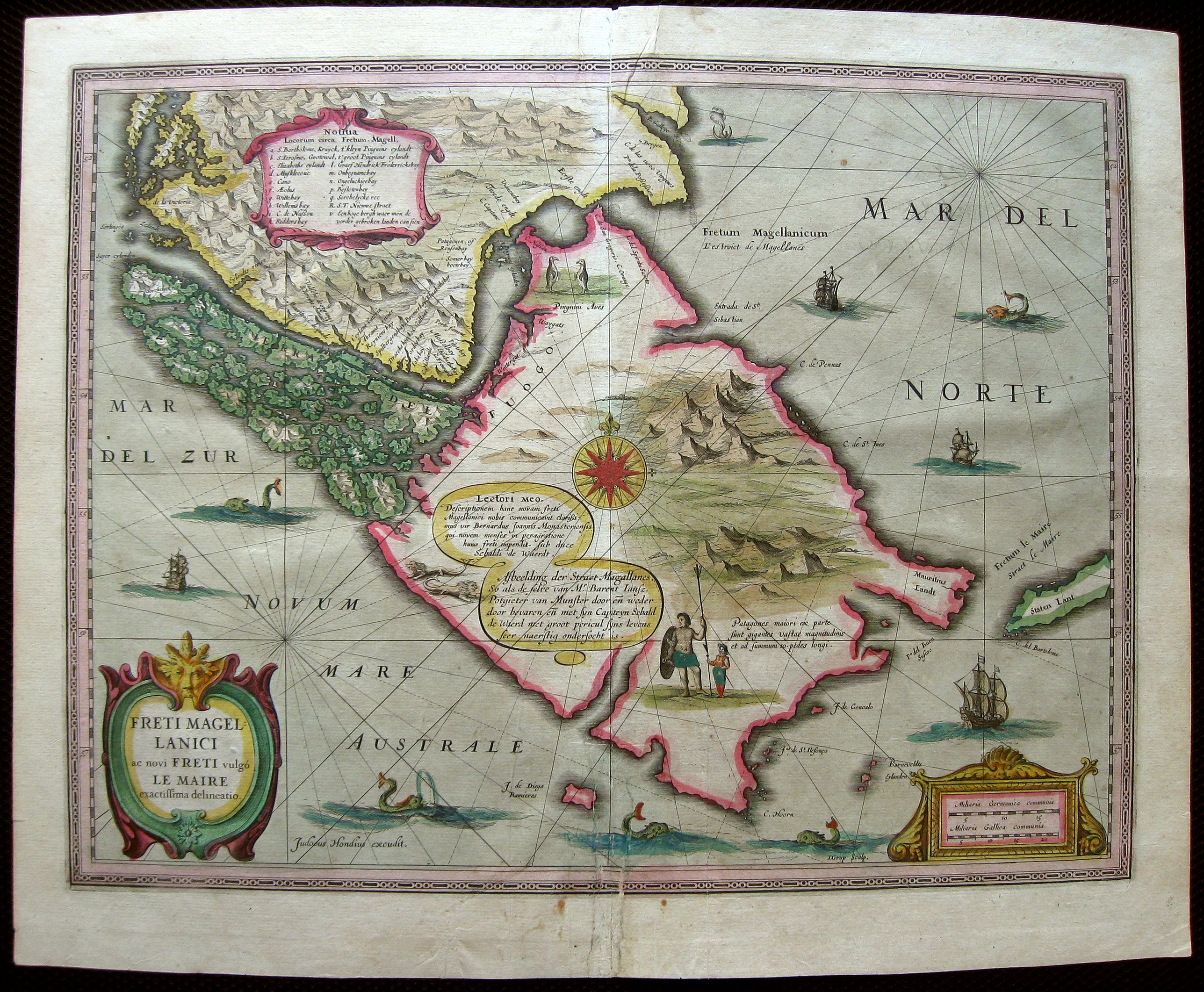 HONDIUS, J., Freti Magellanici ac novi Freti vulgo Le Maire. . ., antique map, old maps