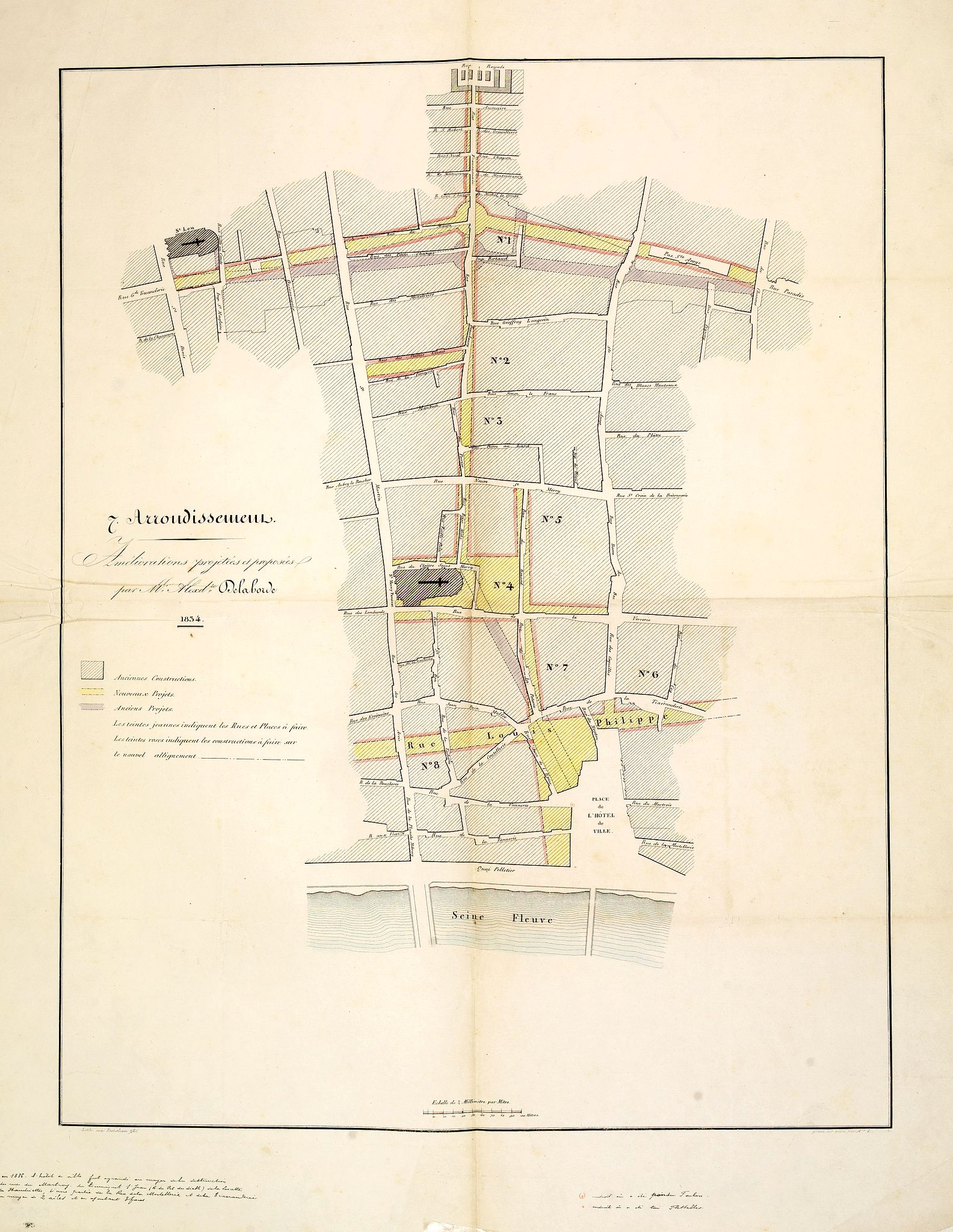 LABORDE, Alexandre-Louis-Joseph de., 7. Arrondissement. Améliorations projetées et proposées par M. Alexd.re Delaborde., antique map, old maps