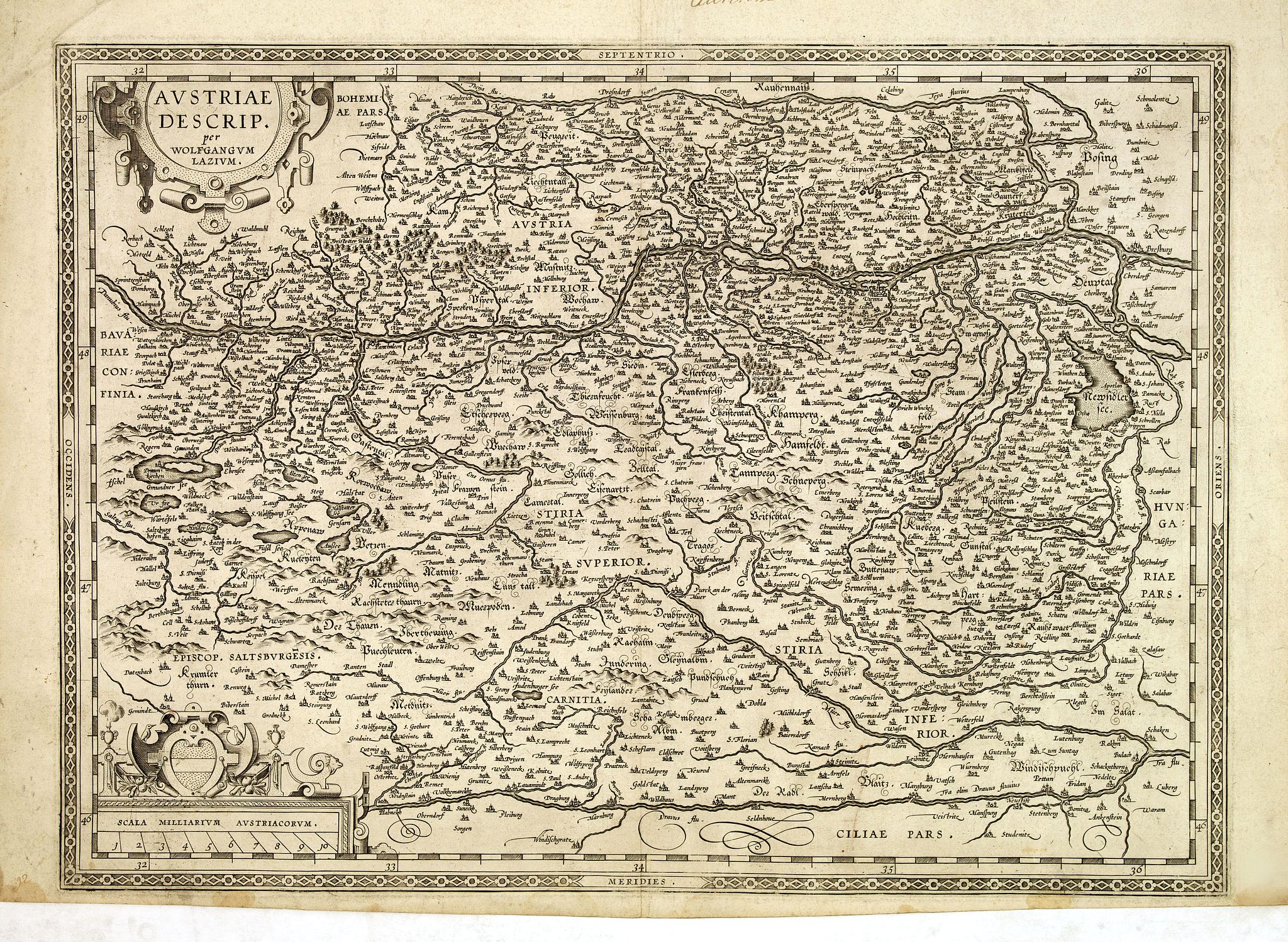 ORTELIUS, A., Austriae Descrip. Par Wolfganum Lazium., antique map, old maps