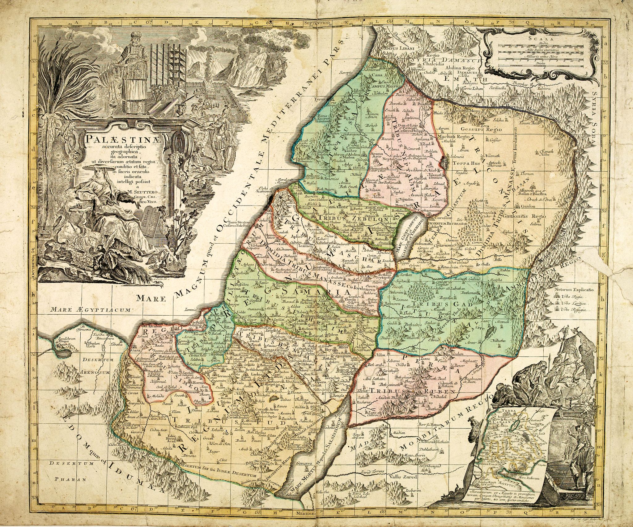 SEUTTER, M., Palaestina accurata descriptio geographica. . ., antique map, old maps