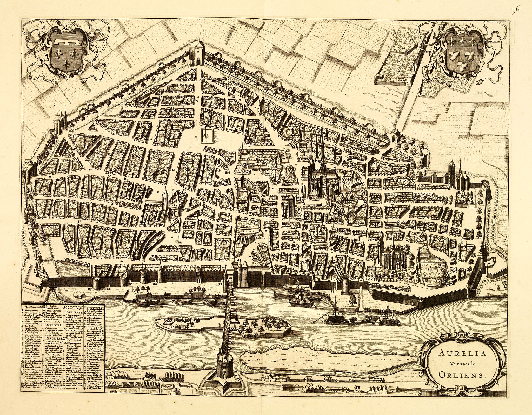 JANSSONIUS, J. / DE WIT, F., Aurelia Vernaculo Orliens., antique map, old maps