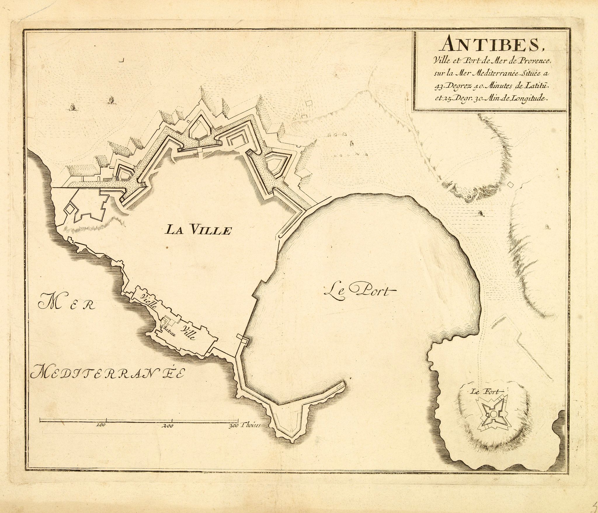 FER de, N., ANTIBES, Ville et Port de Mer de Provence, sur la Mer Mediterranée., antique map, old maps