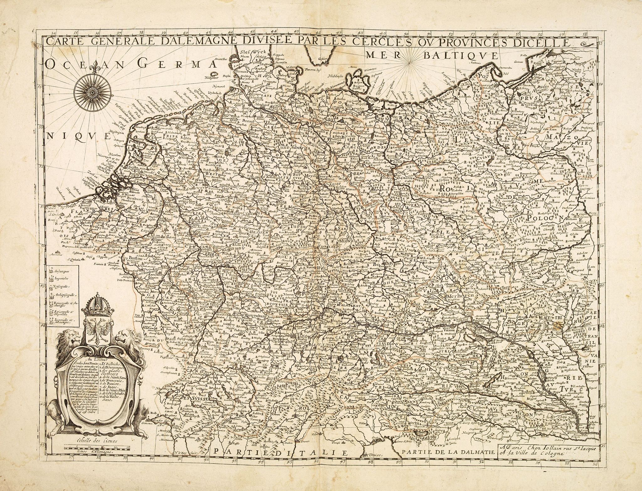 JOLLAIN, Carte générale d'Alemagne divisée par les cercles ou provinces d'icelle., antique map, old maps