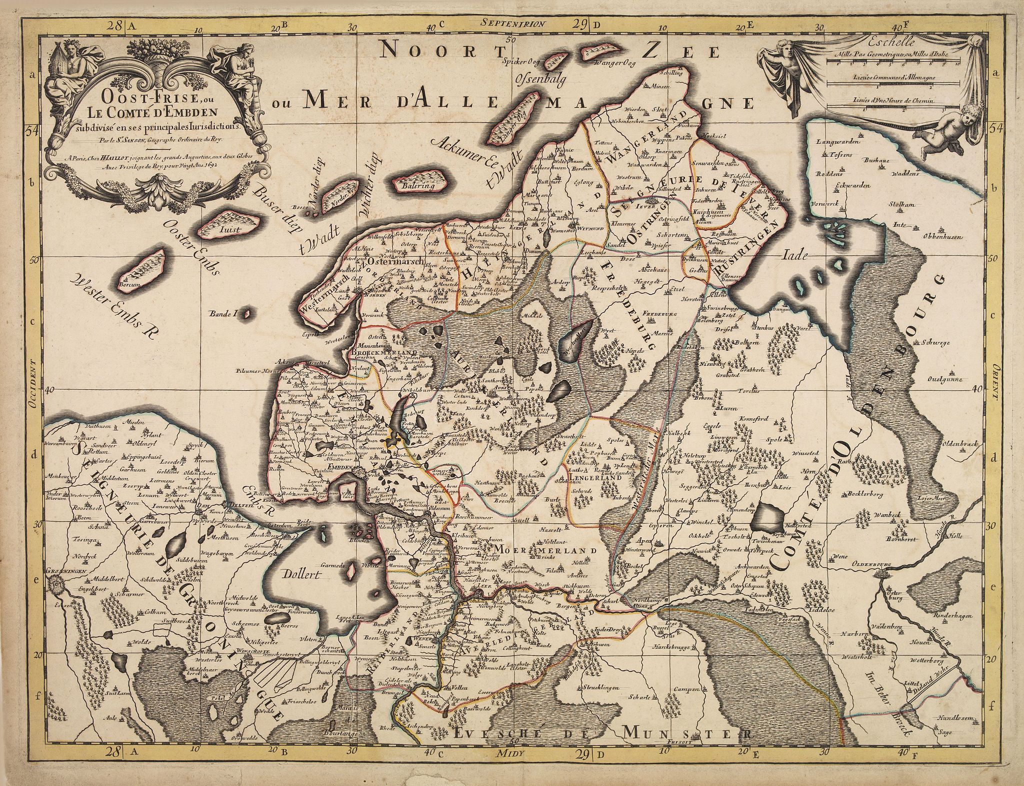 JAILLOT, H. / MORTIER, P., Oost-Frise, ou Le Comté d'Embden . . ., antique map, old maps