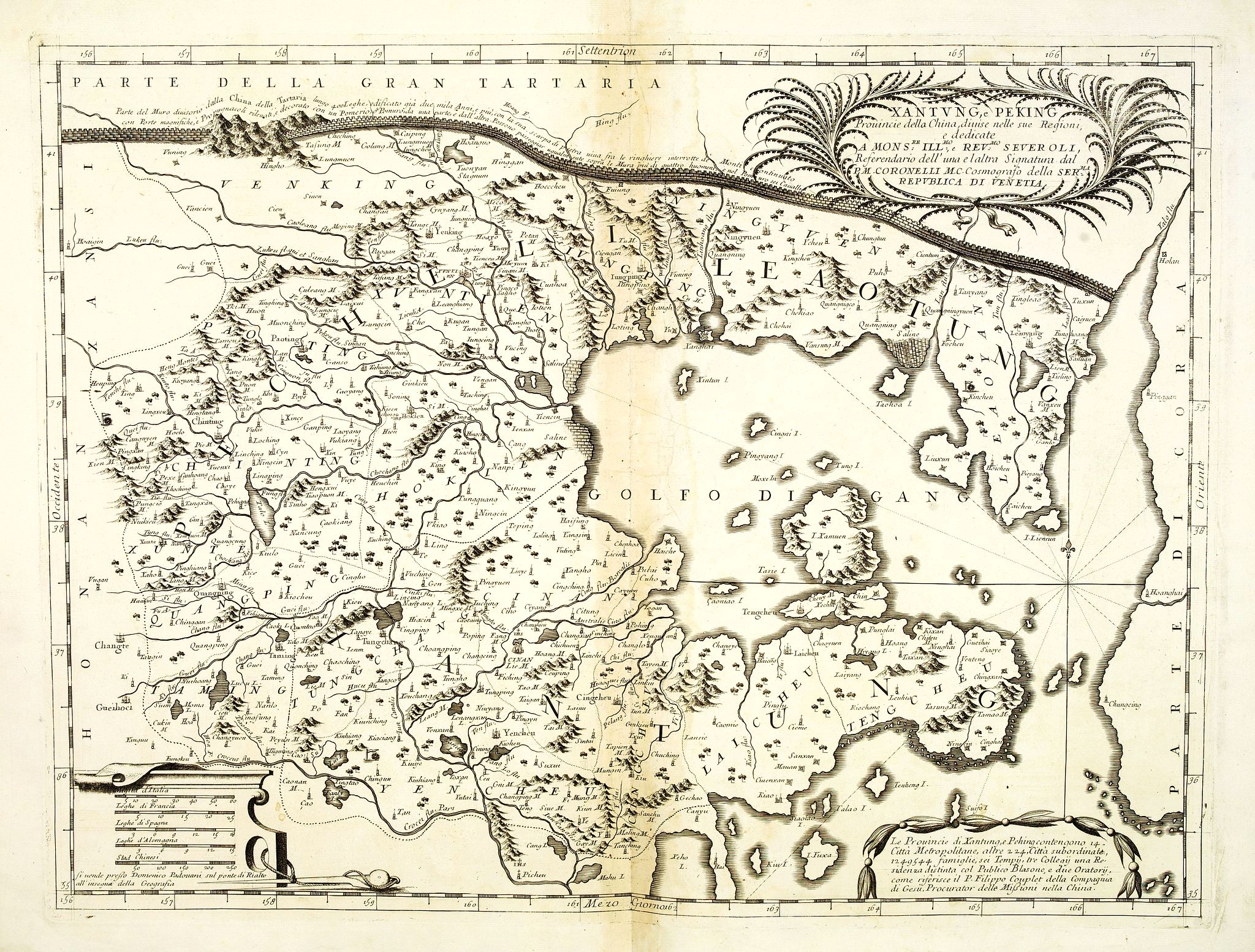CORONELLI, V.M., Xantung, e Peking provincie della china. . ., antique map, old maps
