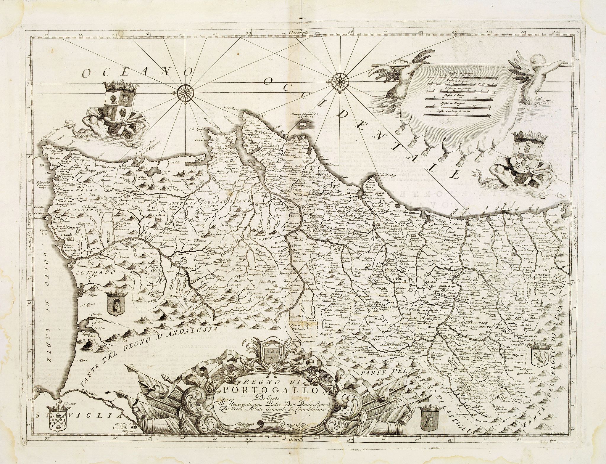 CORONELLI, V.M., Regno di Portogallo. . ., antique map, old maps