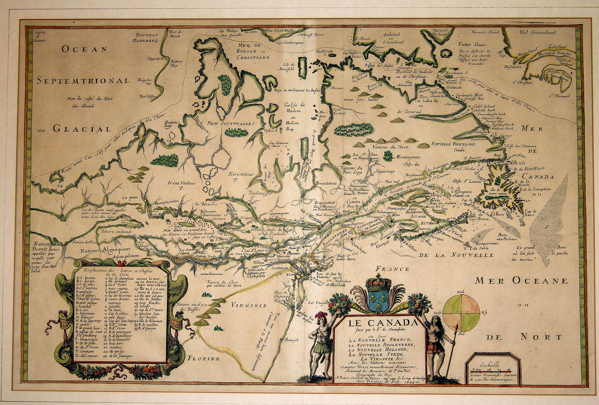 DU VAL, P., Le Canada faict par le St. de Champlain.., antique map, old maps