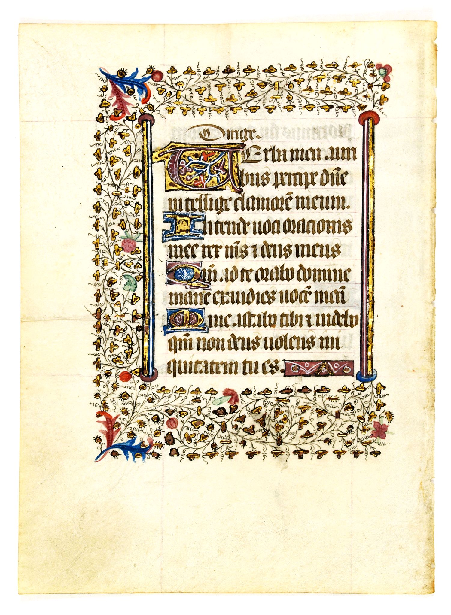BOOK OF HOURS, Manuscript leaf from a French Book of Hours., antique map, old maps