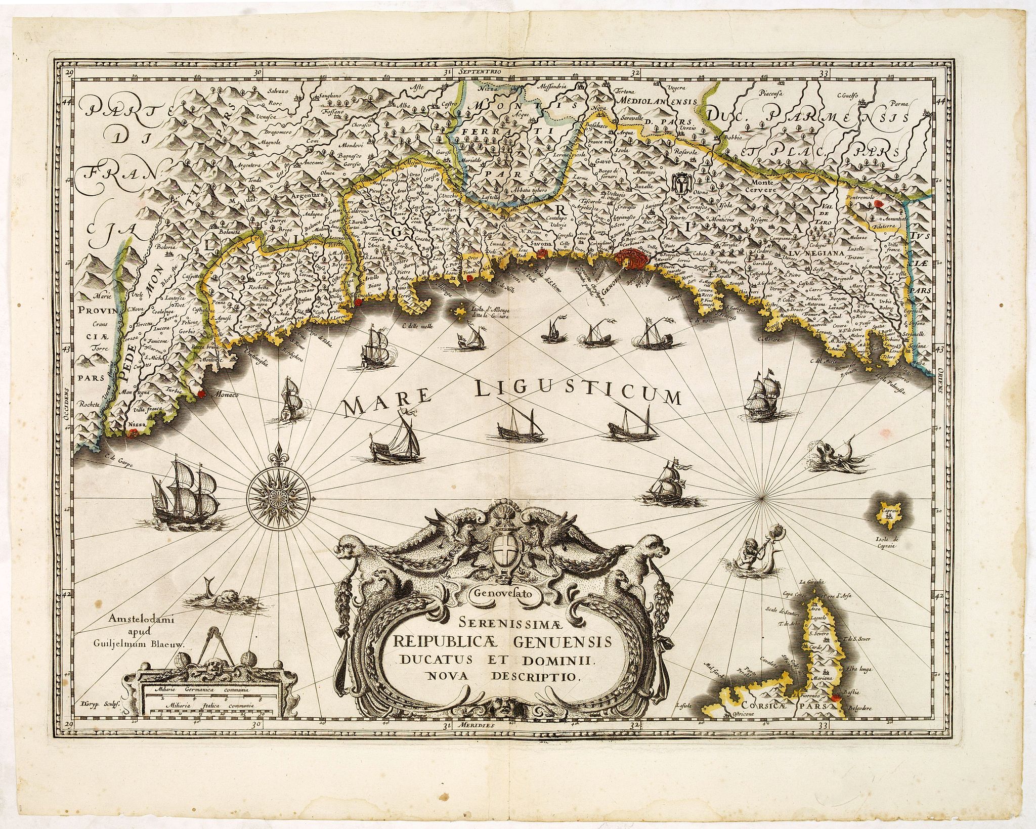 BLAEU, J., .Serenissimae Reipublicae Genuensis Ducatus et Dominii. . ., antique map, old maps