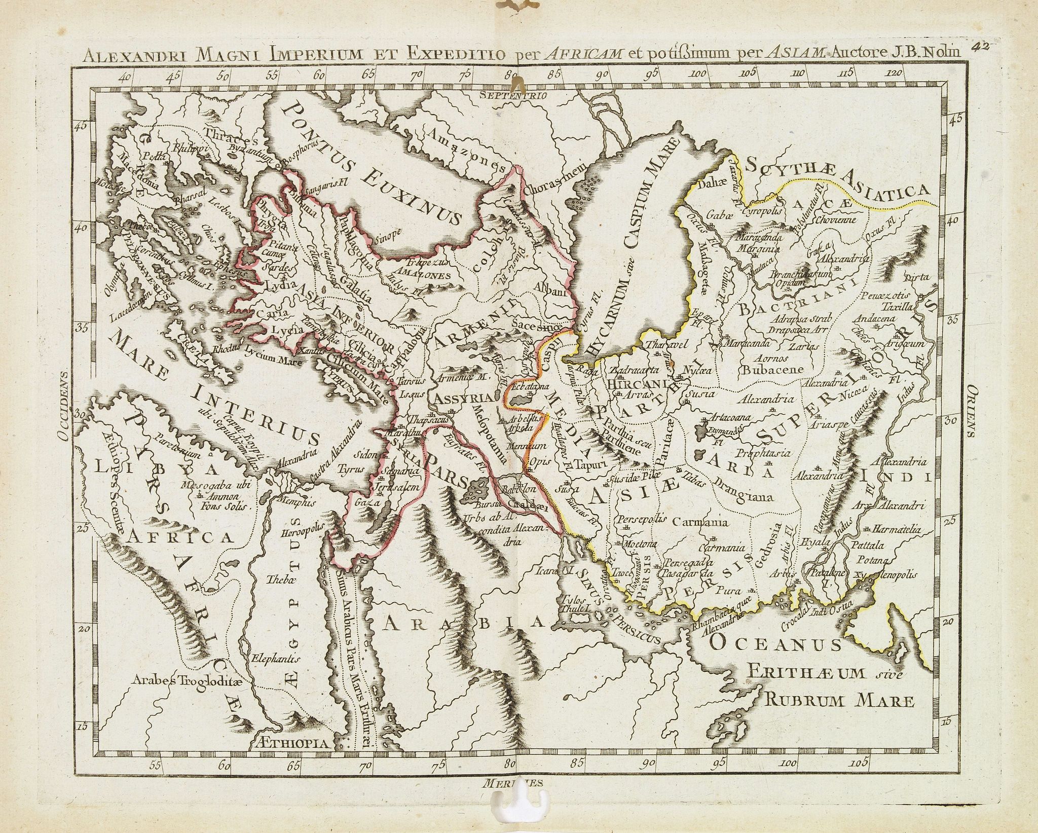 MONDHARE, L.J. / NOLIN, J.B., Alexandri magni imperium et expeditio per Africam. . ., antique map, old maps