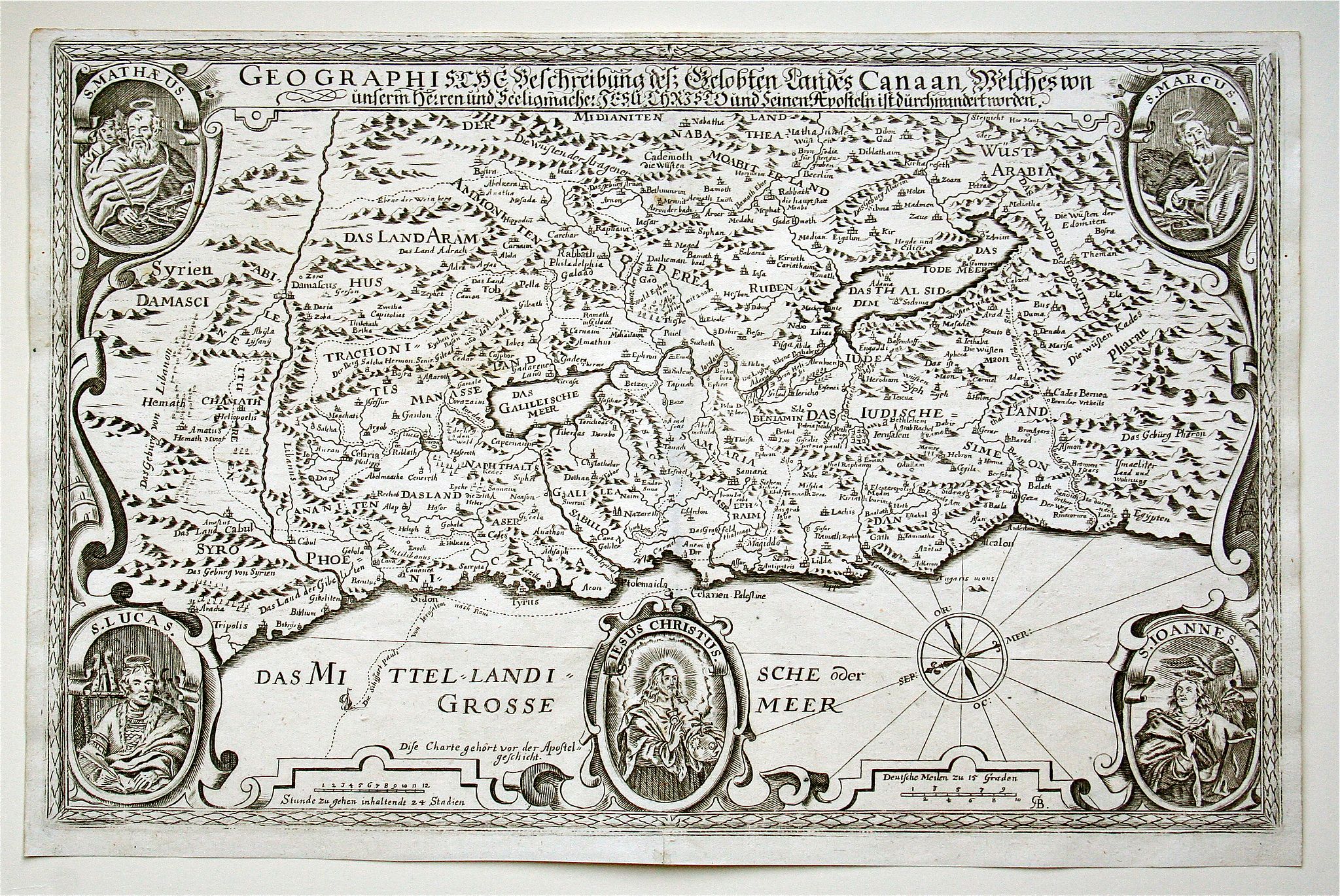 BÖCKLER, G.A., Geographische Beschreibung dess Gelobten Landes Canaan. . ., antique map, old maps