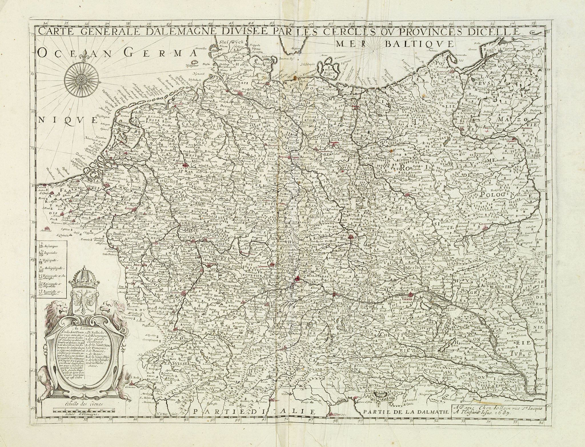 JOLLAIN, F., Carte générale d'Alemagne divisée par les cercles ou provinces d'icelle., antique map, old maps