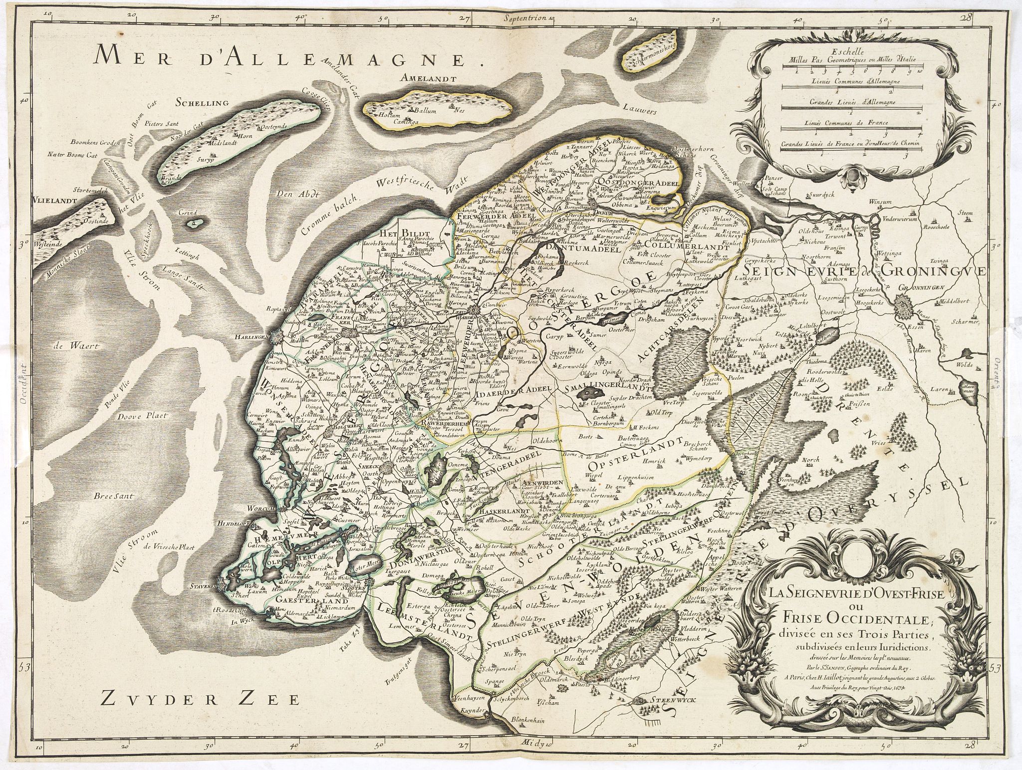 JAILLOT, H. / SANSON, N., La seigneurie d'ouest-Frise ou Frise Occidentale, antique map, old maps