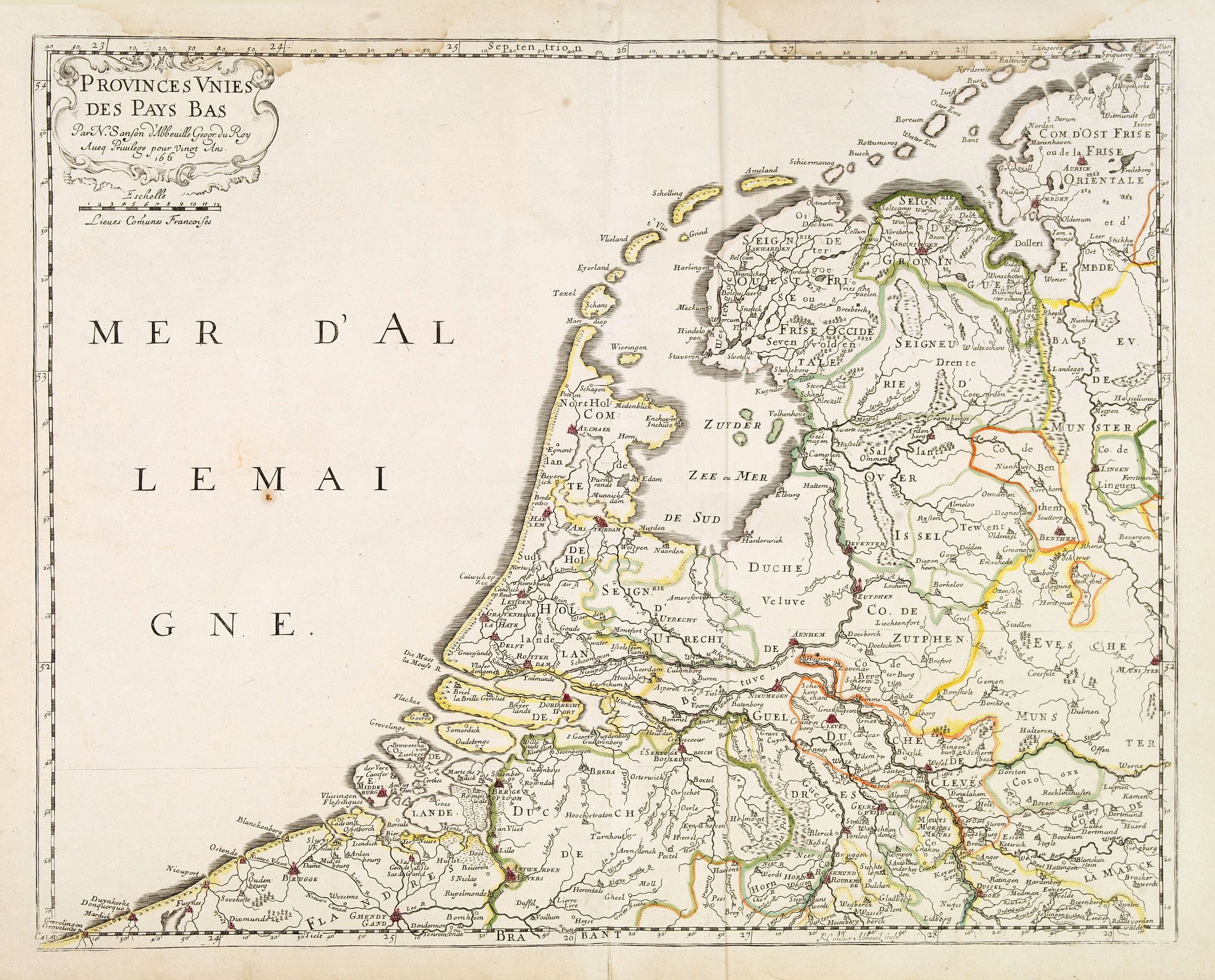 SANSON, N. / MARIETTE, P., Provinces unies des Pays Bas. Par N. Sanson d'Abbeville. . ., antique map, old maps