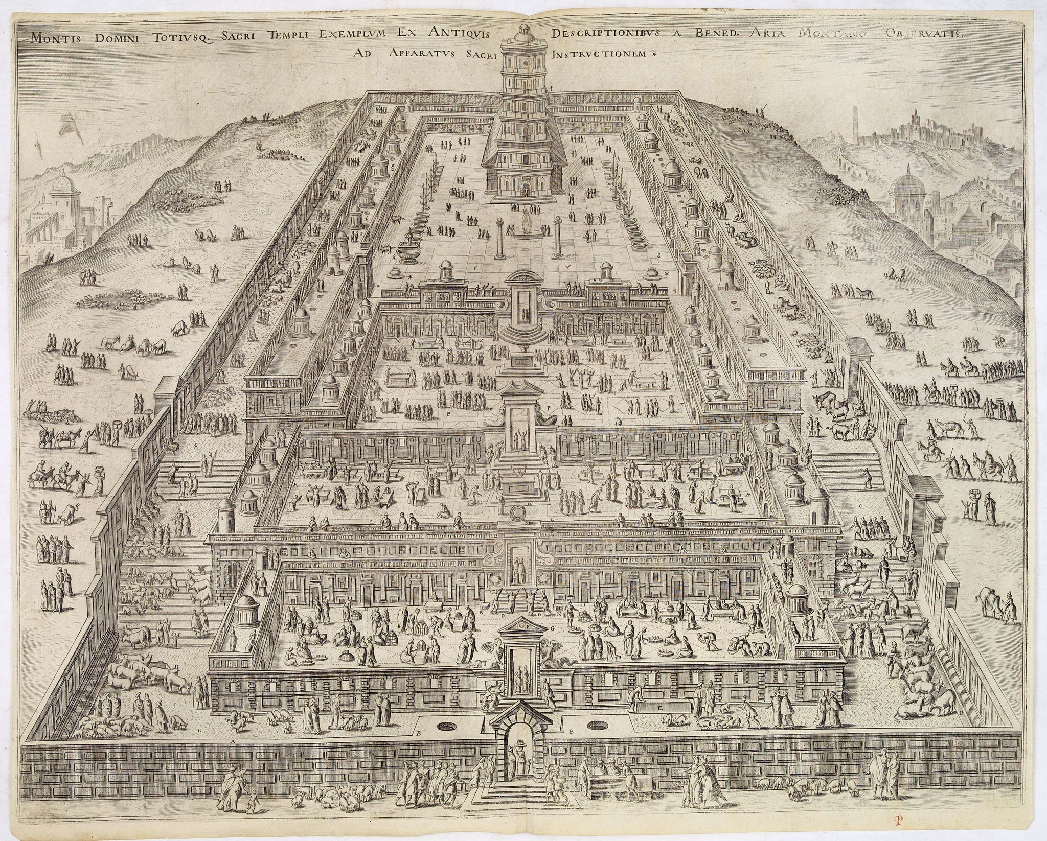 ARIAS MONTANUS, B., Montis Domini totiusque Sacri Templi exemplum ex antiquis descriptionibus a Bened Aria Montano observatis ad Apparatus Sacri. . ., antique map, old maps