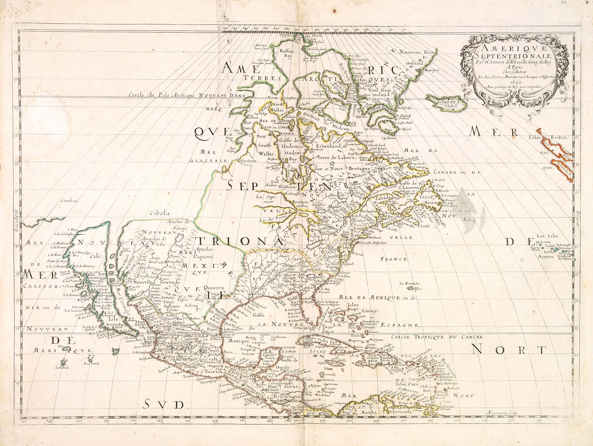 SANSON, N., Amerique Septentrionale par N. Sanson., antique map, old maps