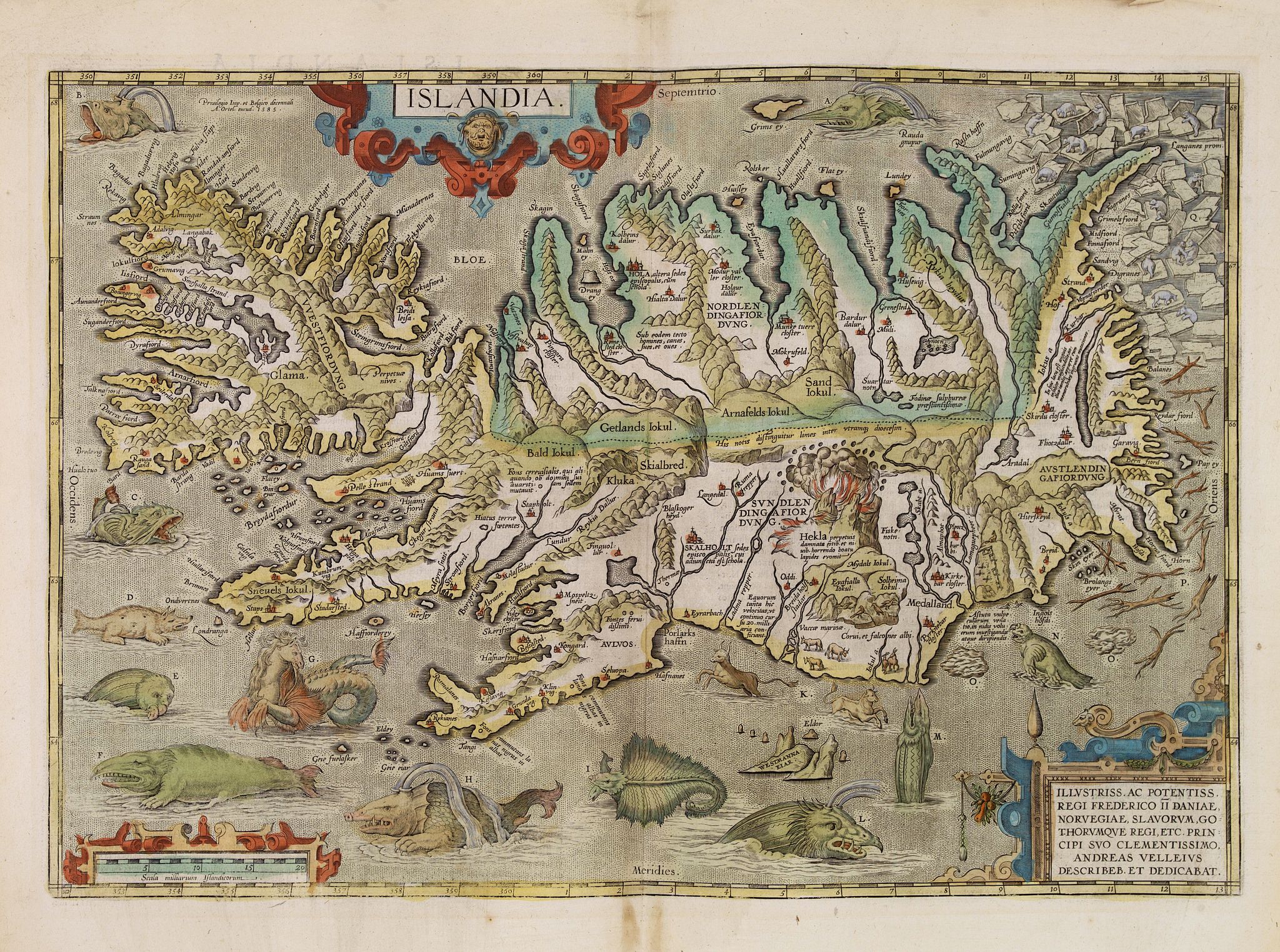 ORTELIUS, A., Islandia., antique map, old maps