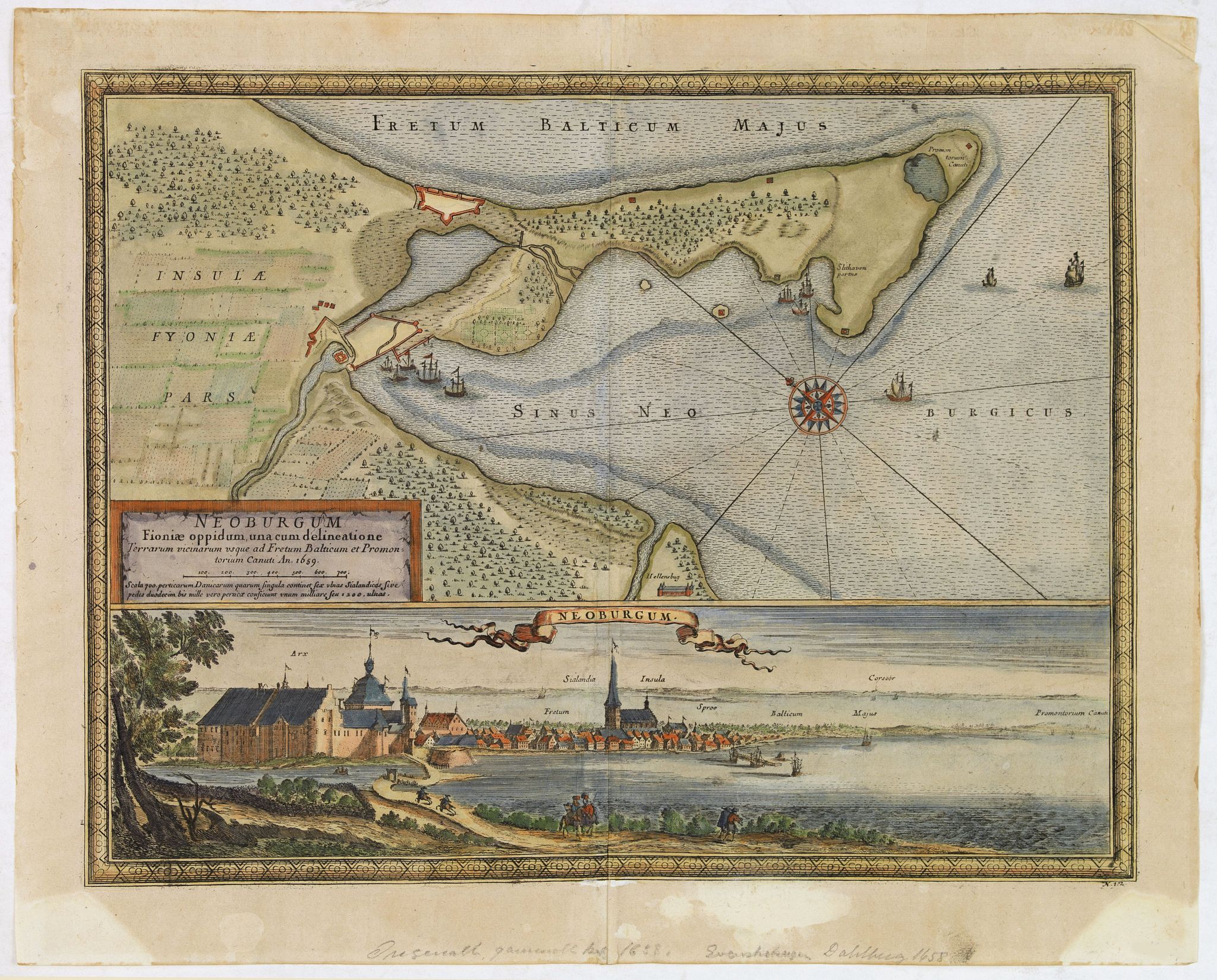 DAHLBERGH, E.I., Neoburgum Fioniae oppidum. . ., antique map, old maps