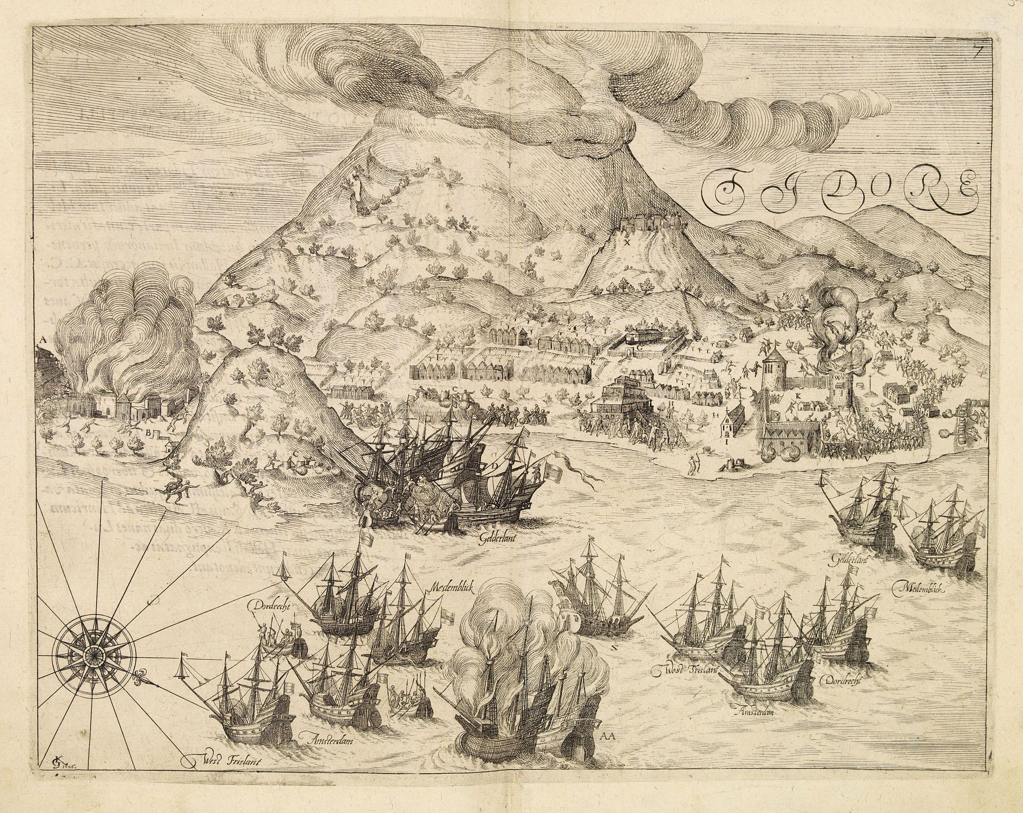 DE BRY, Th., TIDORE., antique map, old maps