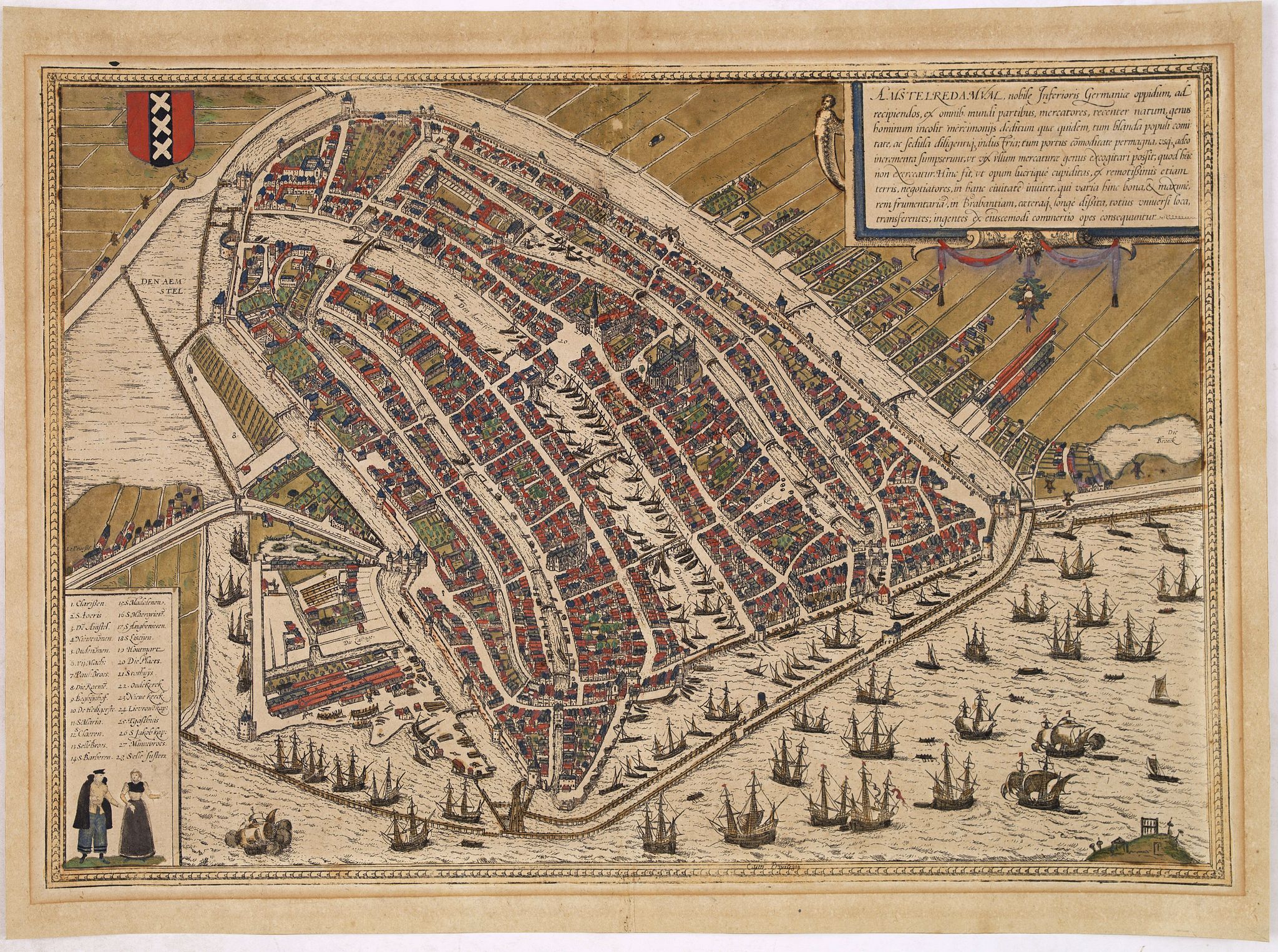 BRAUN, G./ HOGENBERG, F., Amstelredamum, nobile Inferioris Germaniae. . ., antique map, old maps