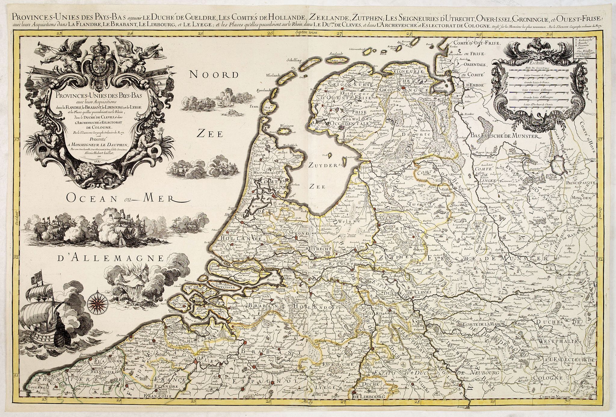 JAILLOT, A.H. / SANSON, N., Provinces-Unies des Pays-Bas. . ., antique map, old maps