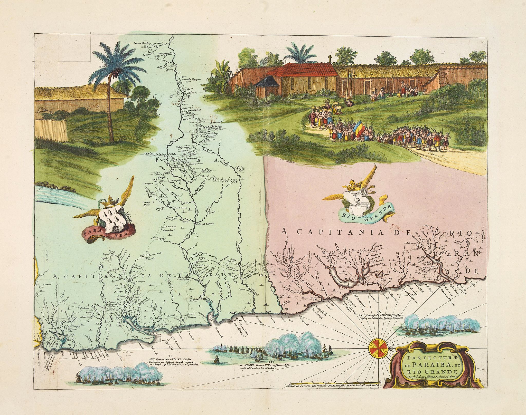 MARKGRAF, G. / COVENS, J. / MORTIER, C., Praefecturae de Paraiba, et Rio Grande., antique map, old maps